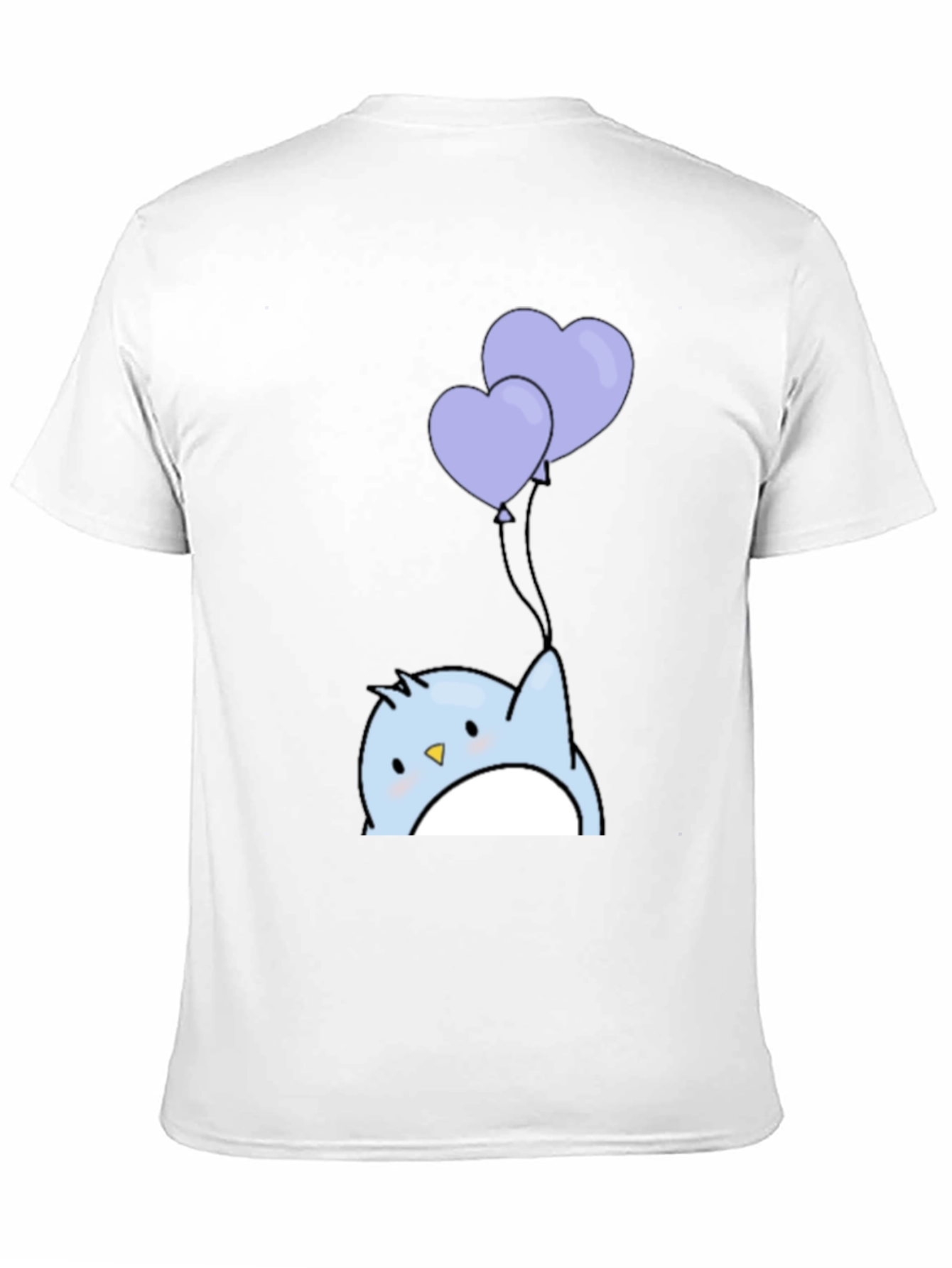 Cute Penguin Heart Balloons Graphic Tee - Black