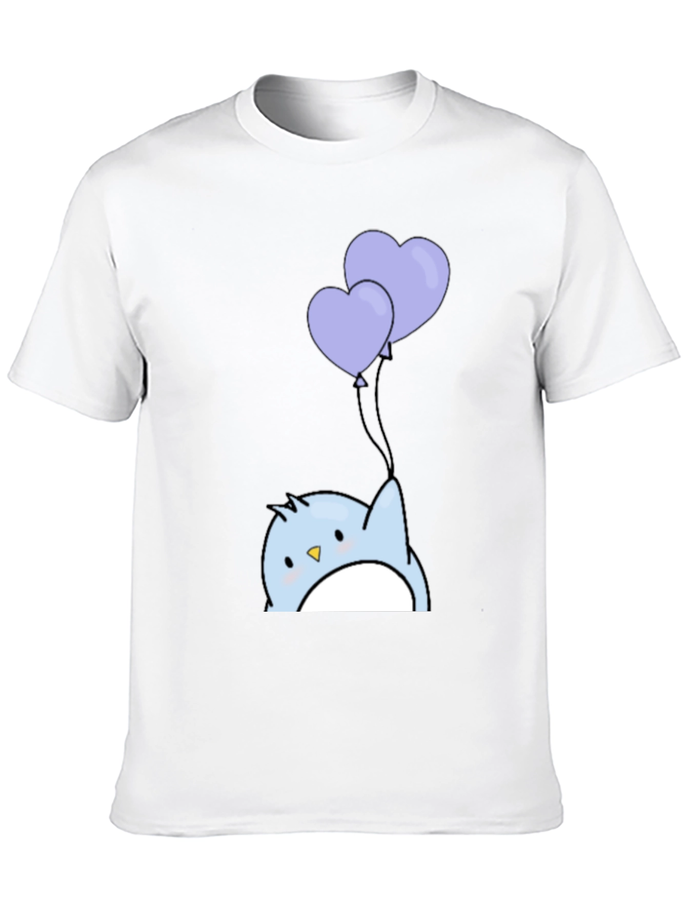 Cute Penguin Heart Balloons Graphic Tee - Black