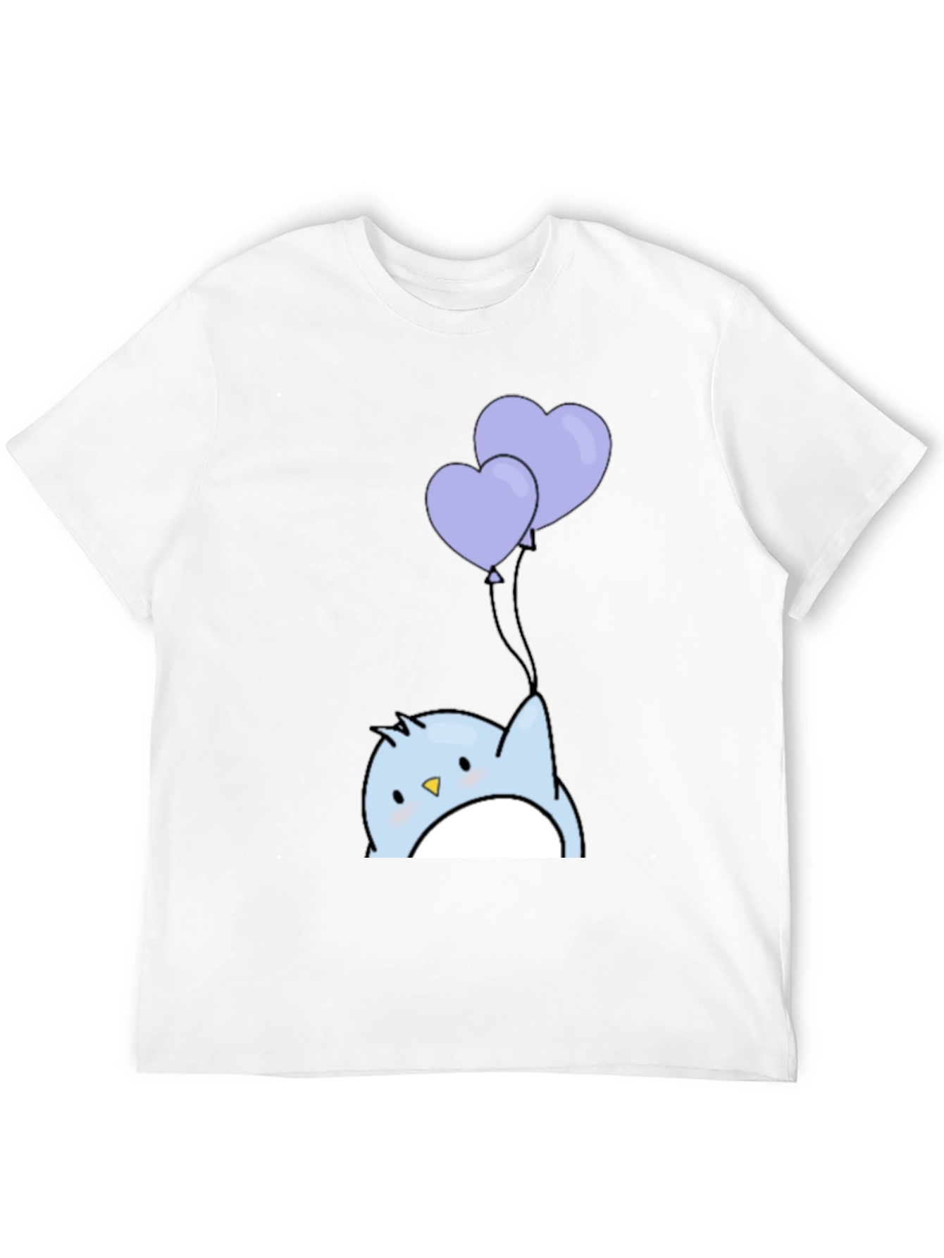 Cute Penguin Heart Balloons Graphic Tee - Black