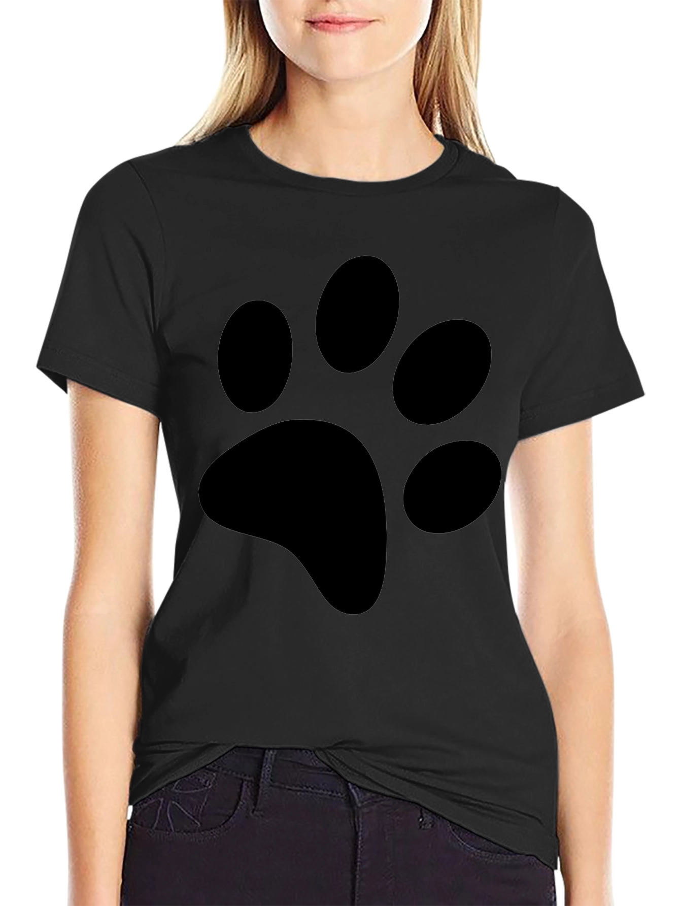 Black Paw Print T-Shirt - Casual Style