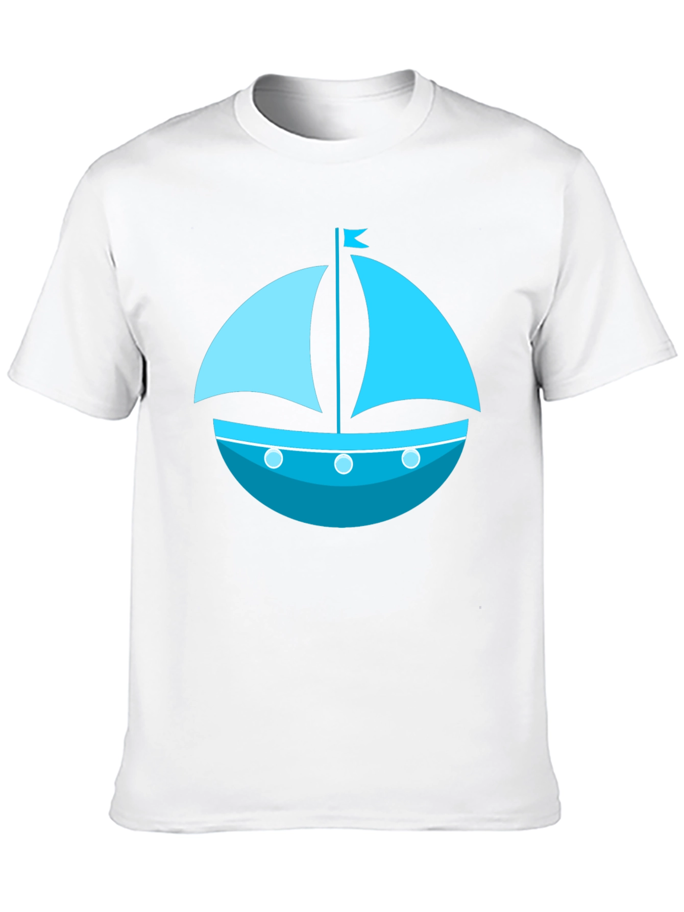 Nautical Sailboat Graphic Tee - Black Cotton Shirt