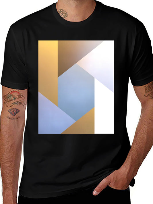 Abstract Geometric Print Black T-Shirt