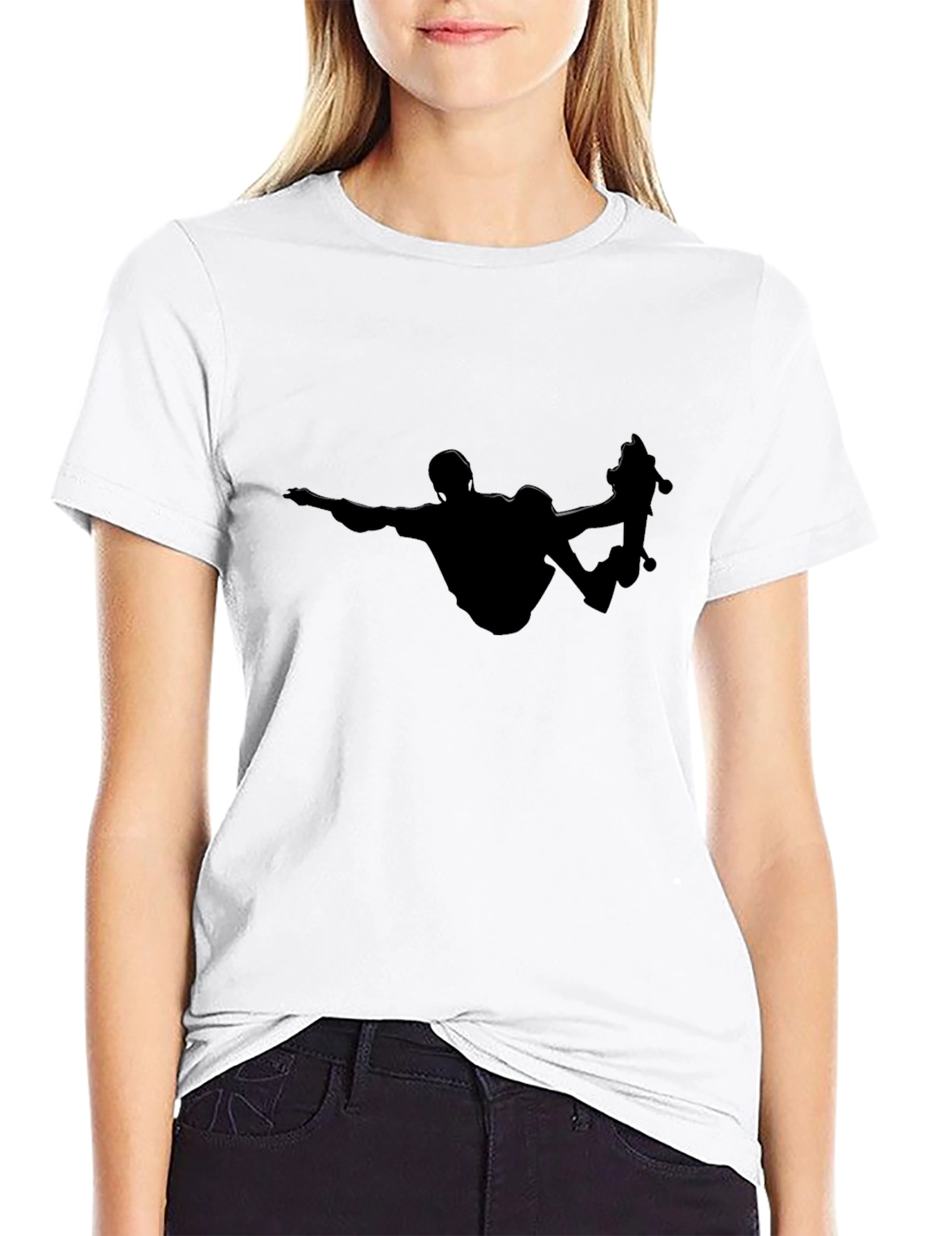 Skateboarder Silhouette Tee - Black Graphic T-Shirt