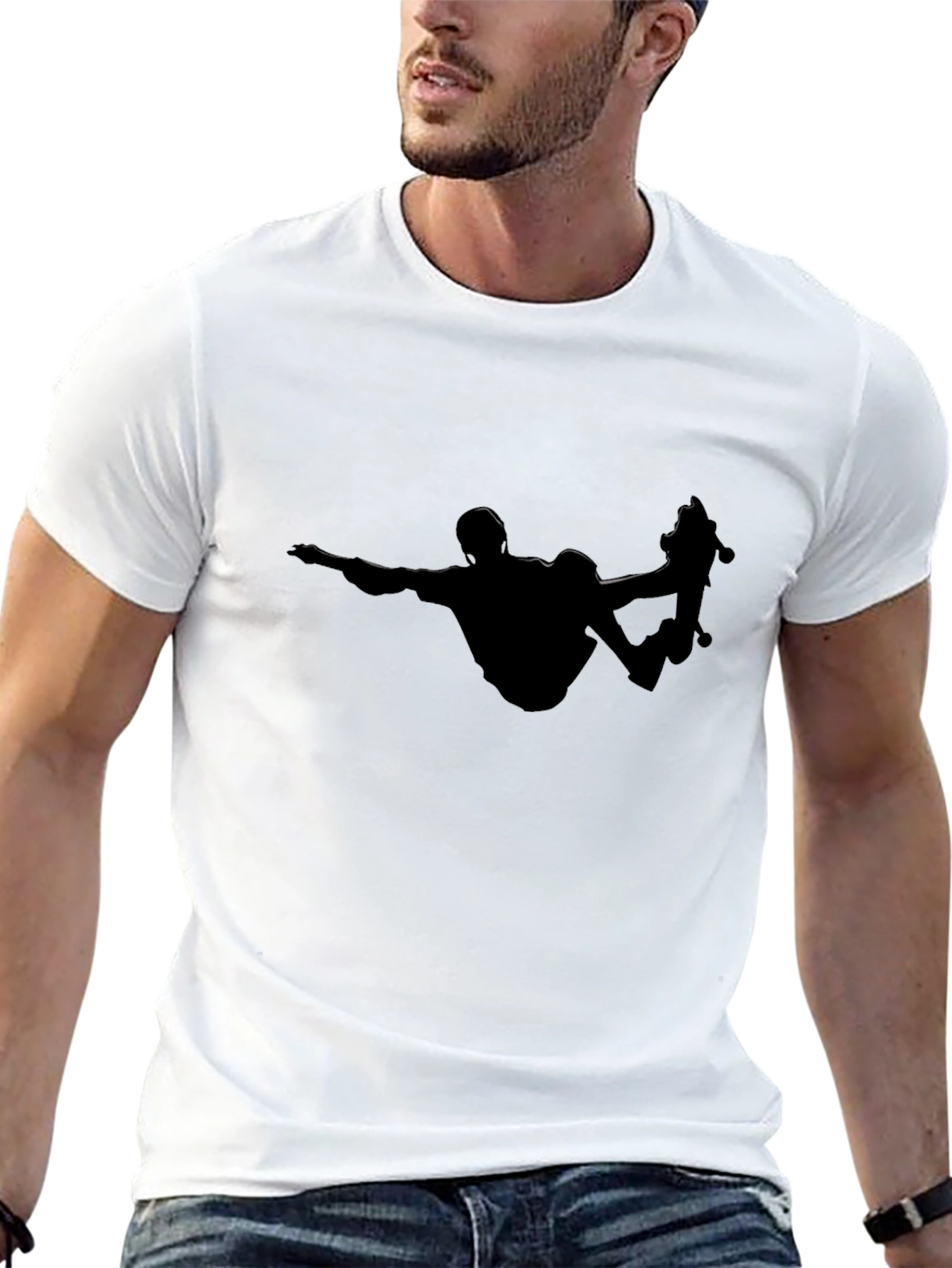 Skateboarder Silhouette Tee - Black Graphic T-Shirt
