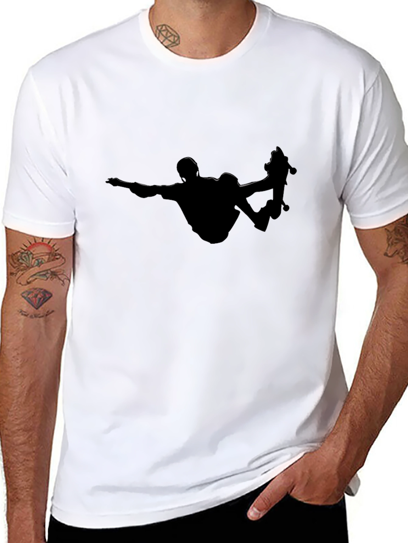 Skateboarder Silhouette Tee - Black Graphic T-Shirt