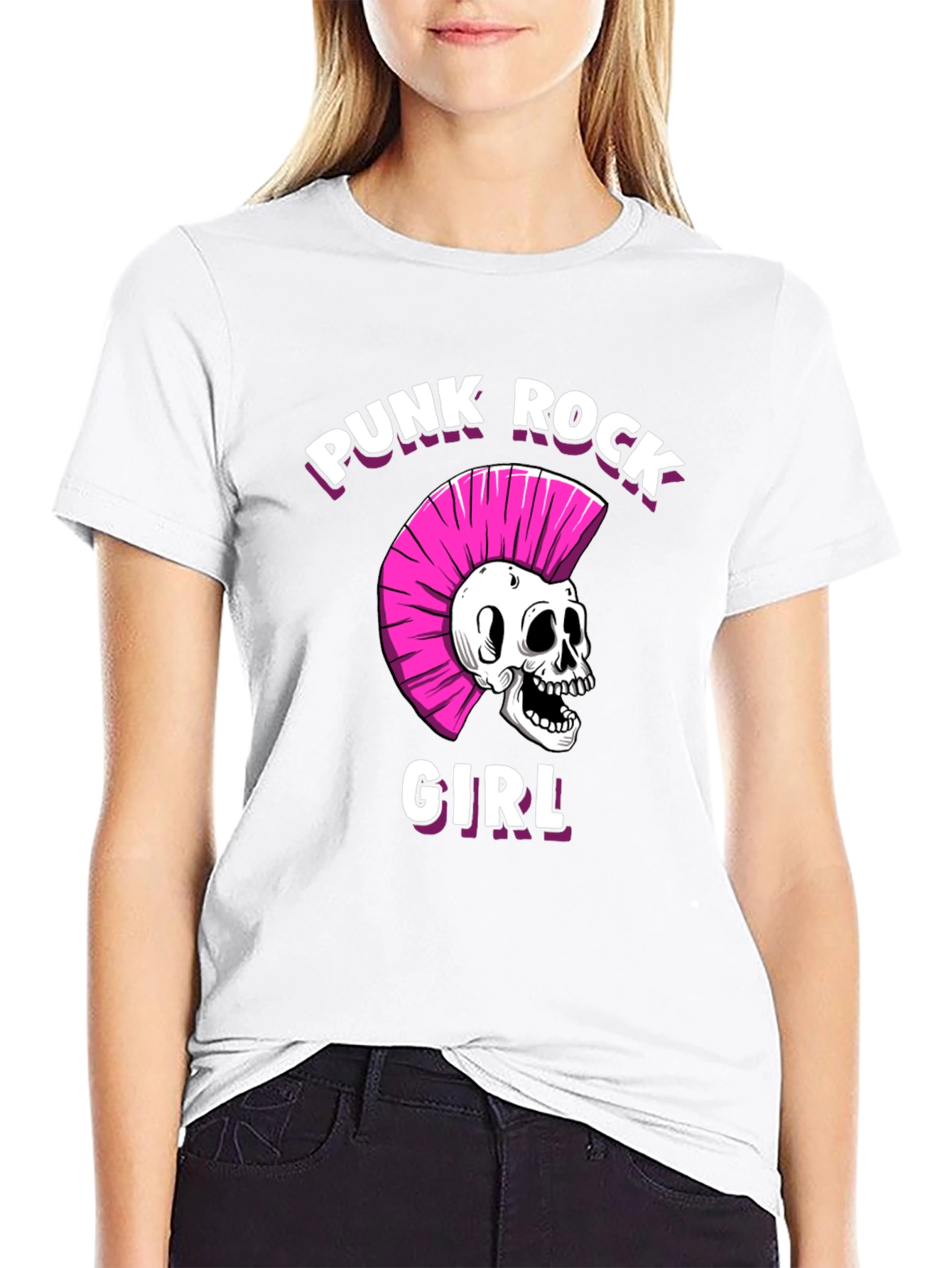 Punk Rock Girl T-Shirt - Skull Graphic Tee