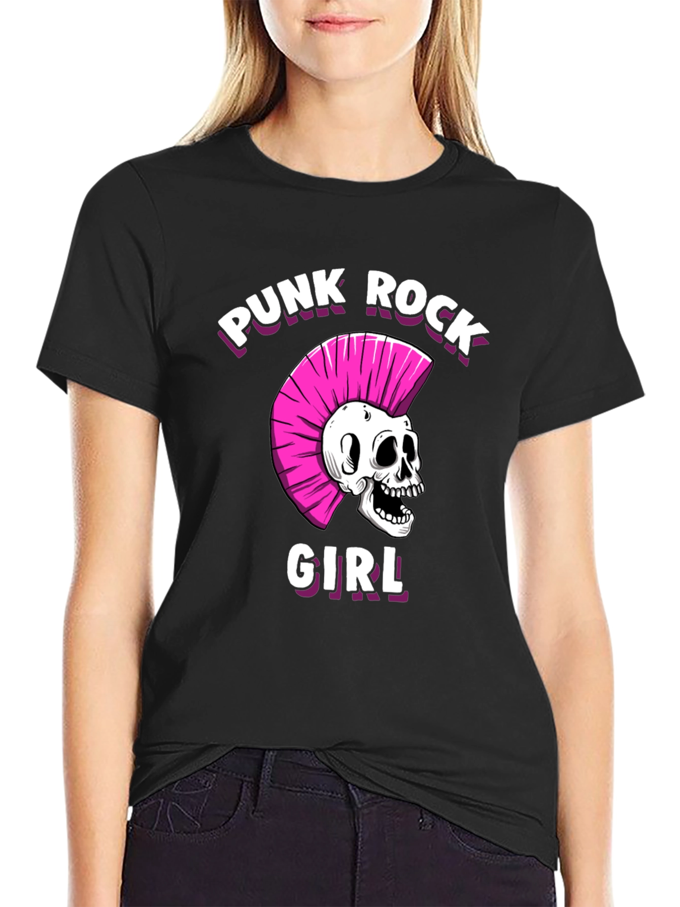 Punk Rock Girl T-Shirt - Skull Graphic Tee