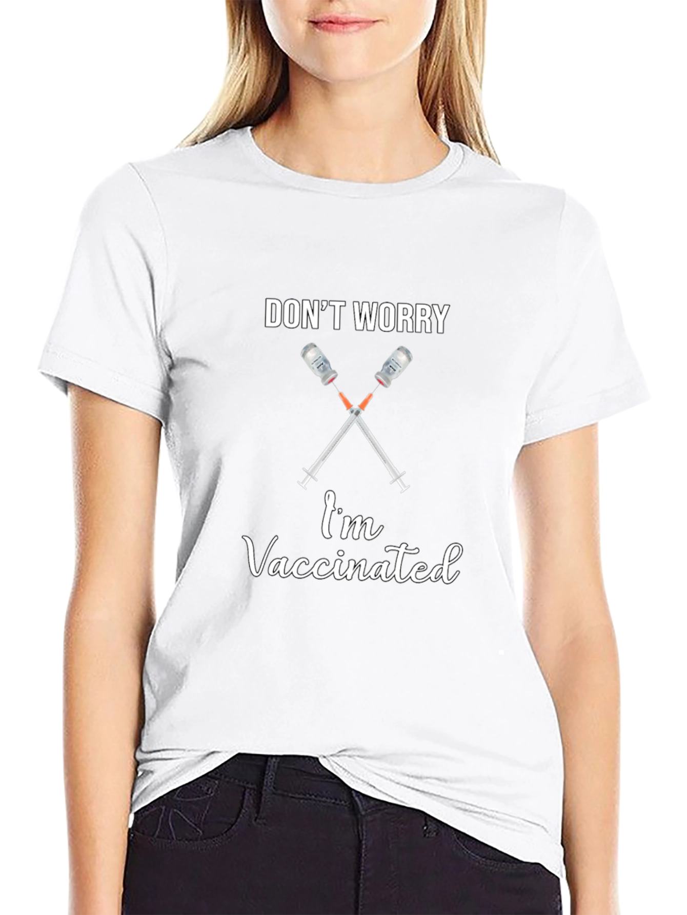 Dont Worry Im Vaccinated Black T-Shirt