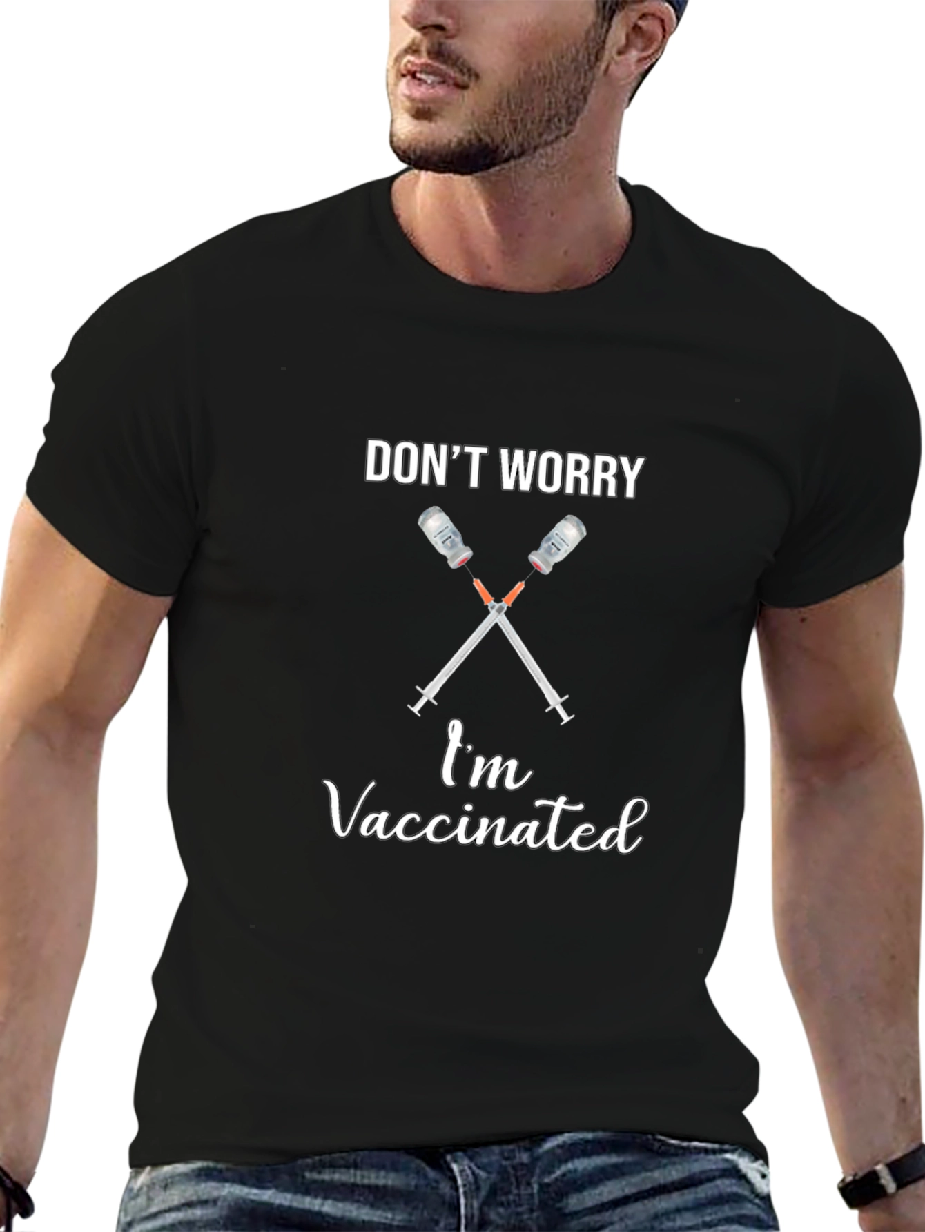 Dont Worry Im Vaccinated Black T-Shirt
