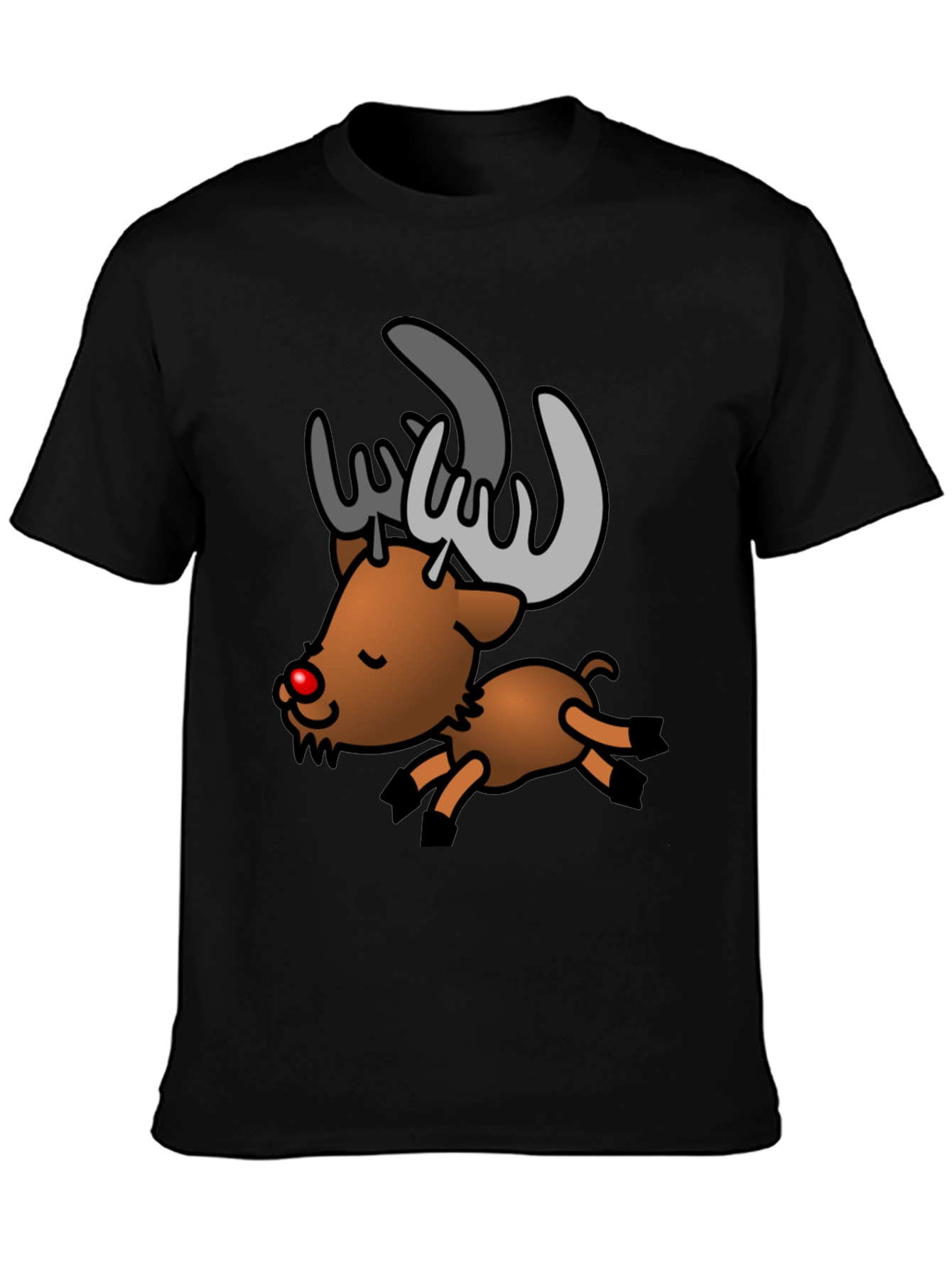 Festive Reindeer Graphic Tee - Black
