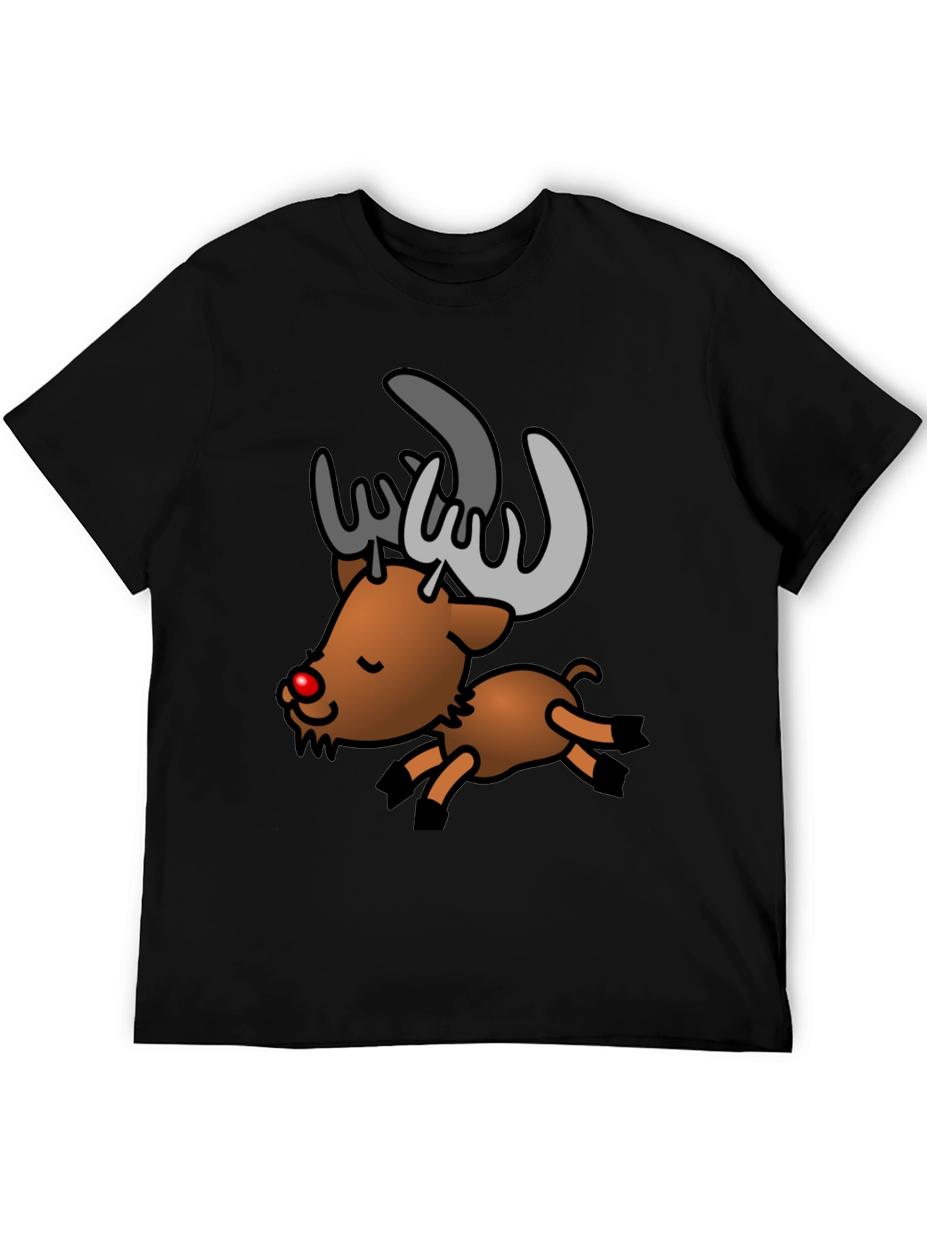 Festive Reindeer Graphic Tee - Black