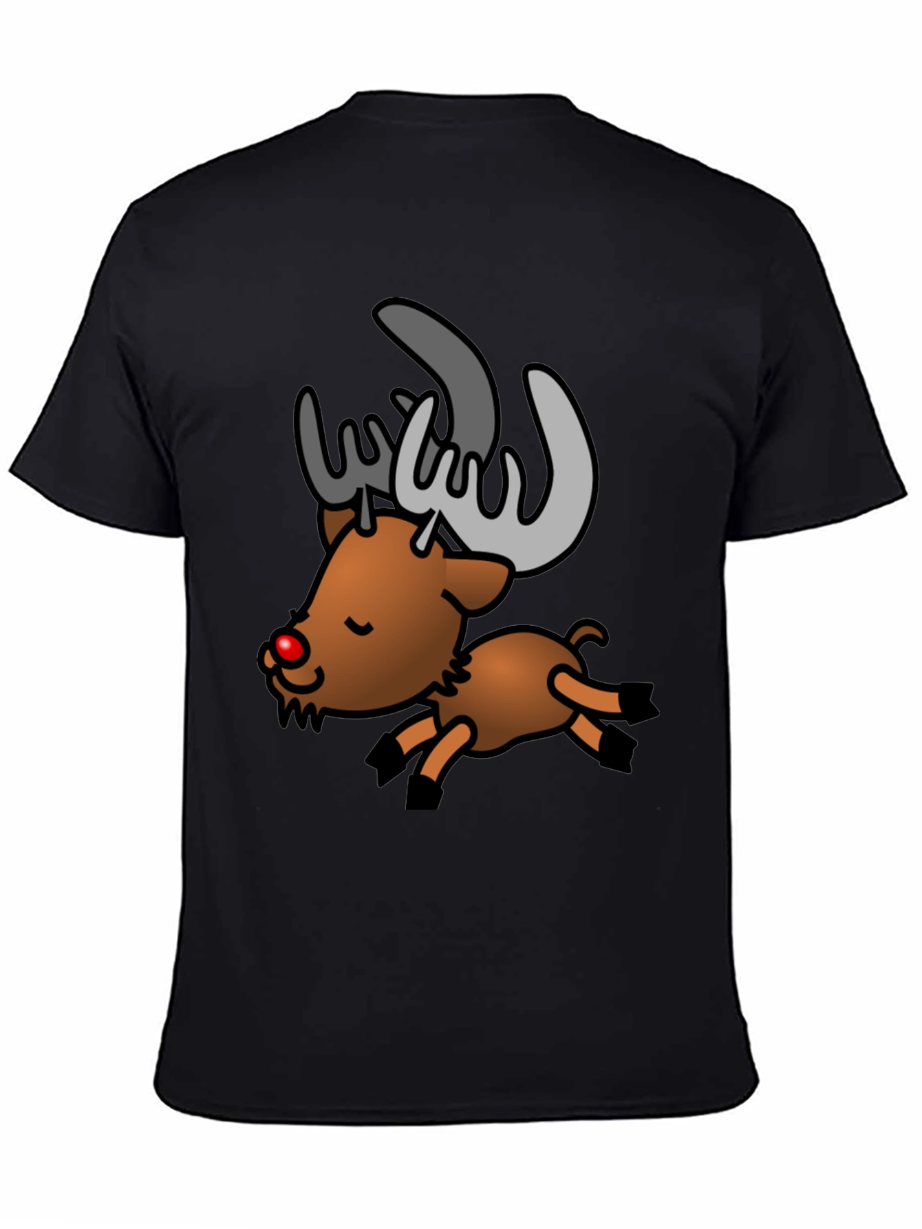Festive Reindeer Graphic Tee - Black