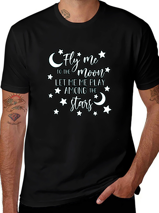 Fly Me to the Moon Graphic Tee - Black Cotton T-Shirt