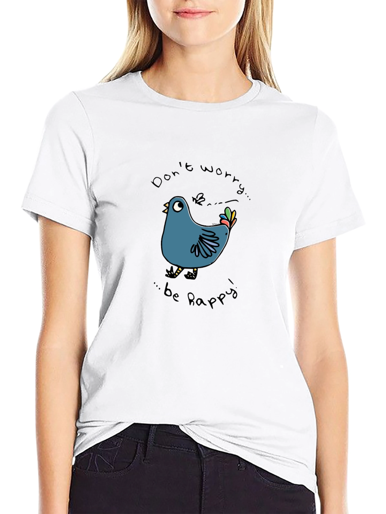 Dont Worry Be Happy T-Shirt Bird Graphic