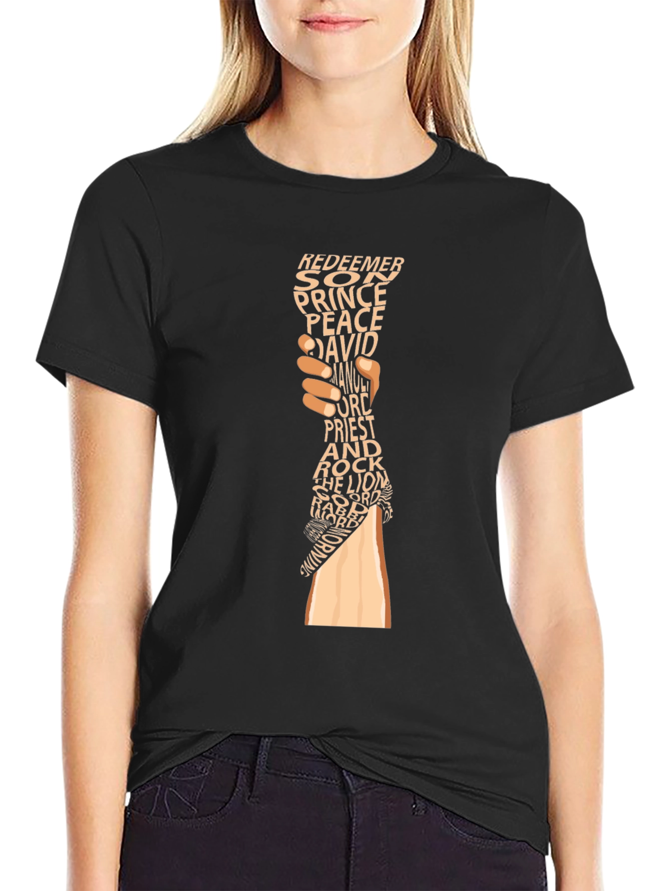 Religious Word Art Graphic Tee - Black
