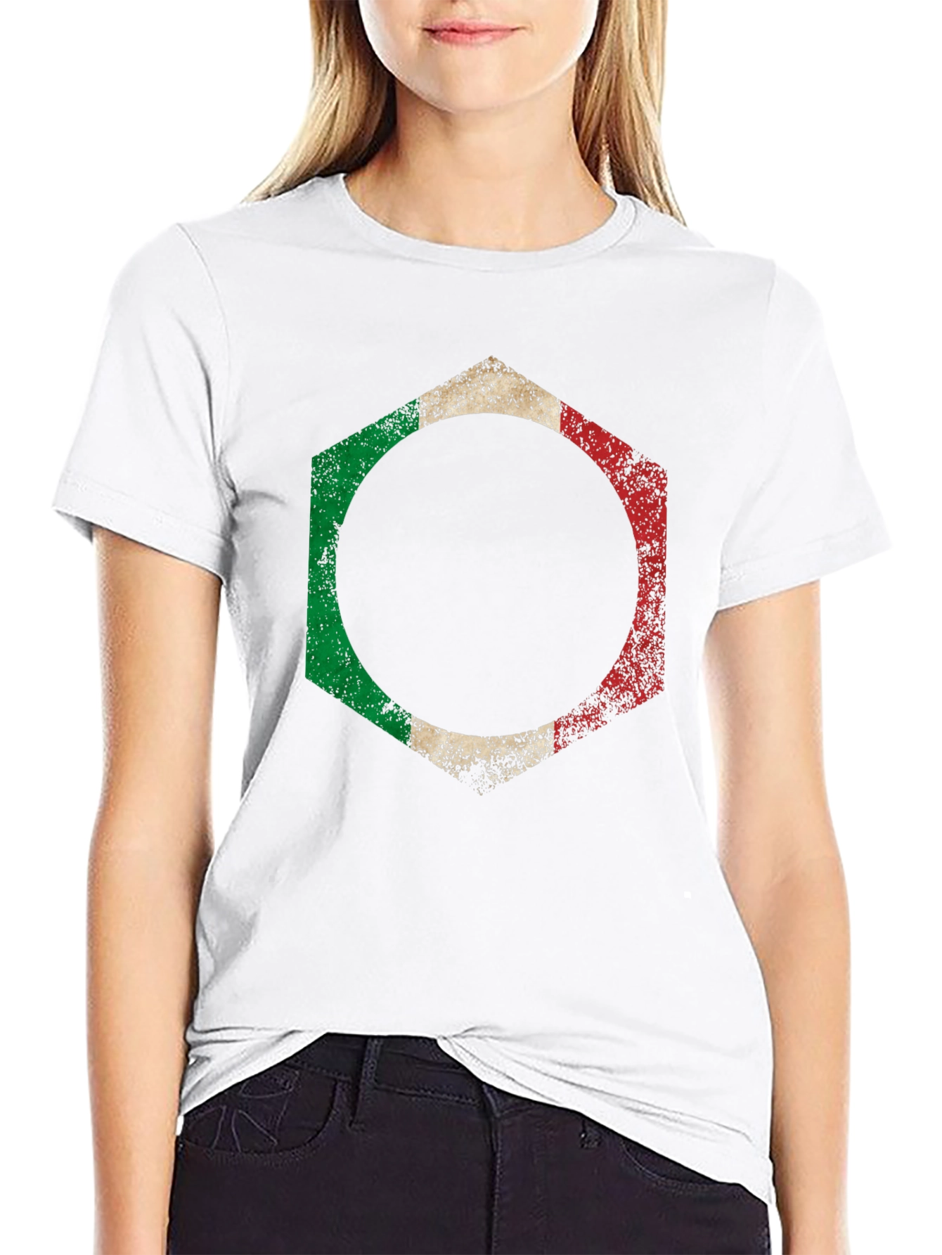 Italian Flag Hexagon Graphic T-Shirt
