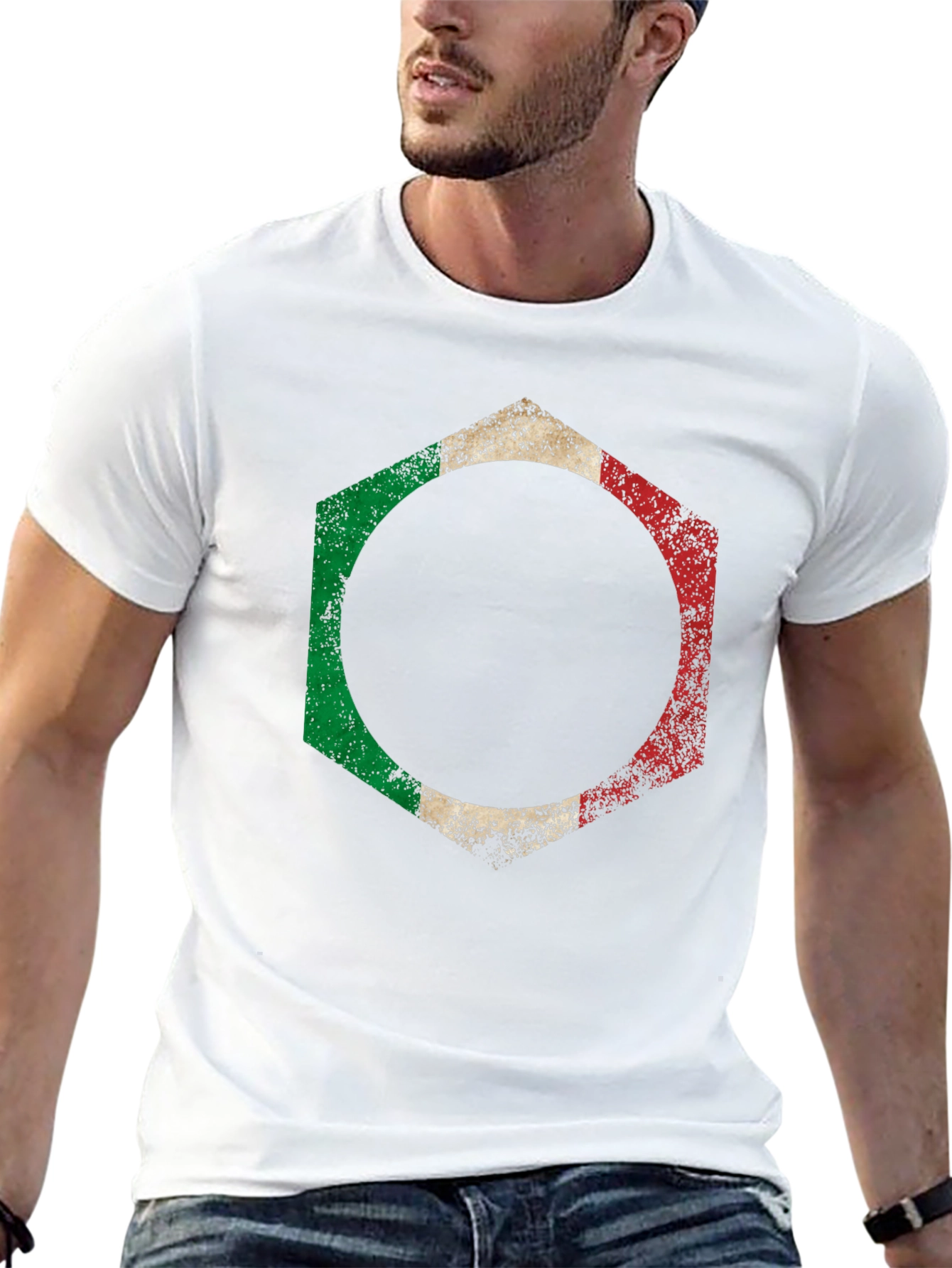 Italian Flag Hexagon Graphic T-Shirt
