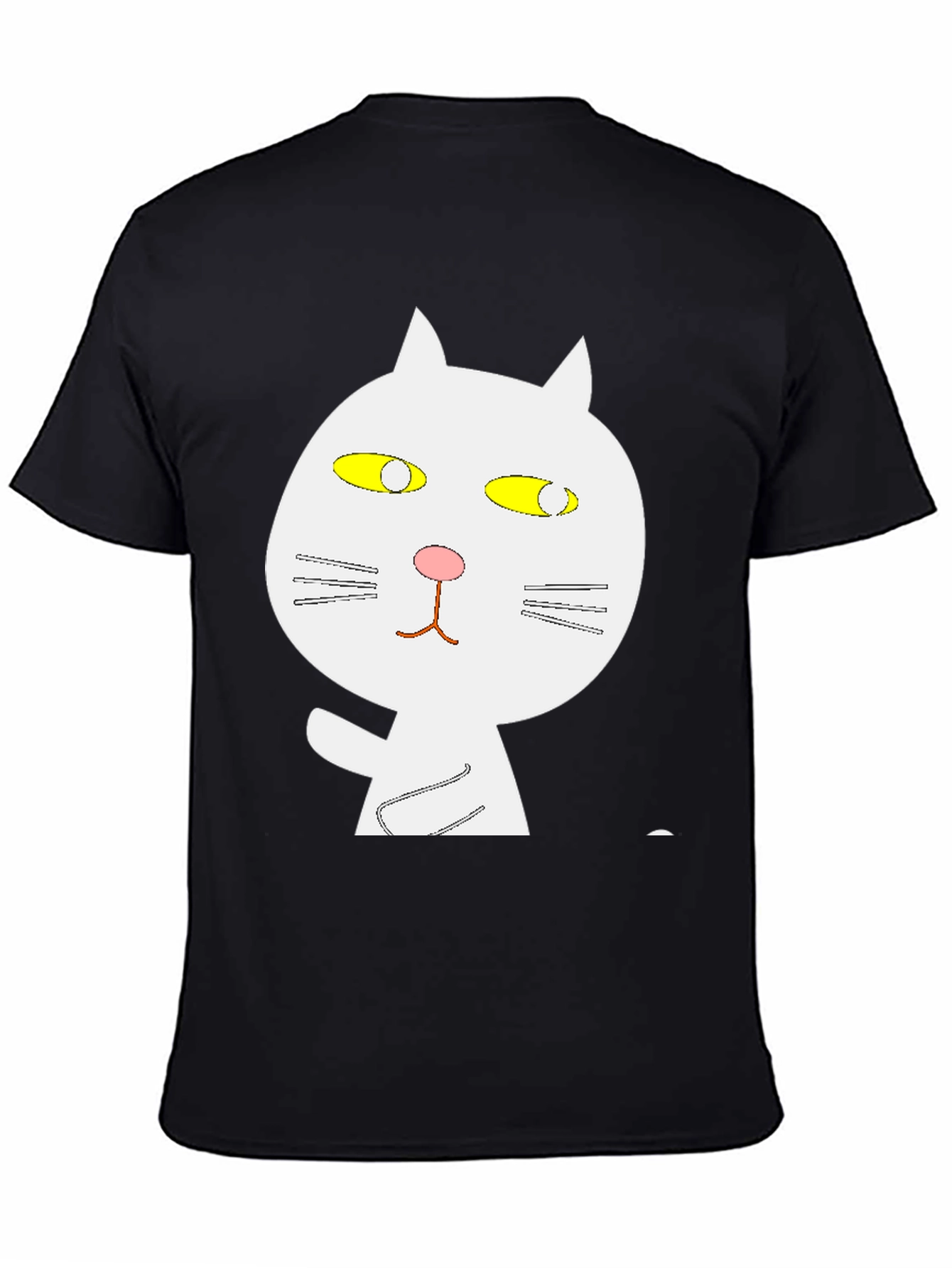 Black T-Shirt with Whimsical Cat Graphic