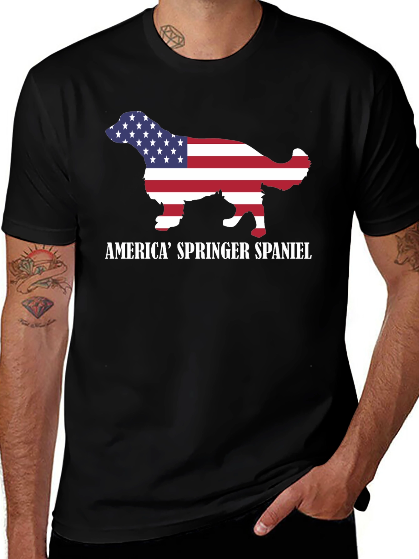 American Springer Spaniel Flag Graphic T-Shirt