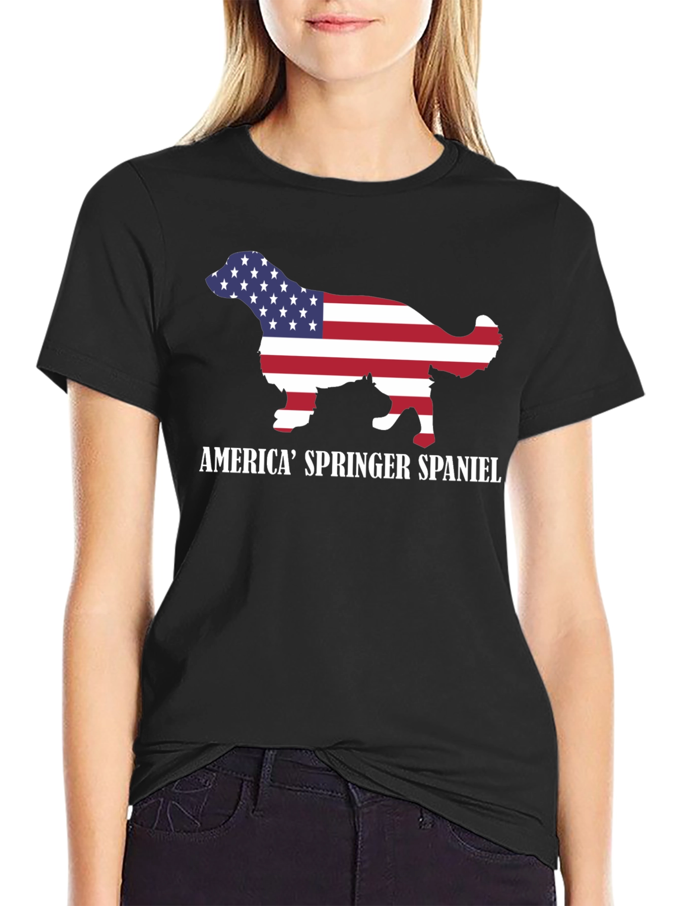 American Springer Spaniel Flag Graphic T-Shirt