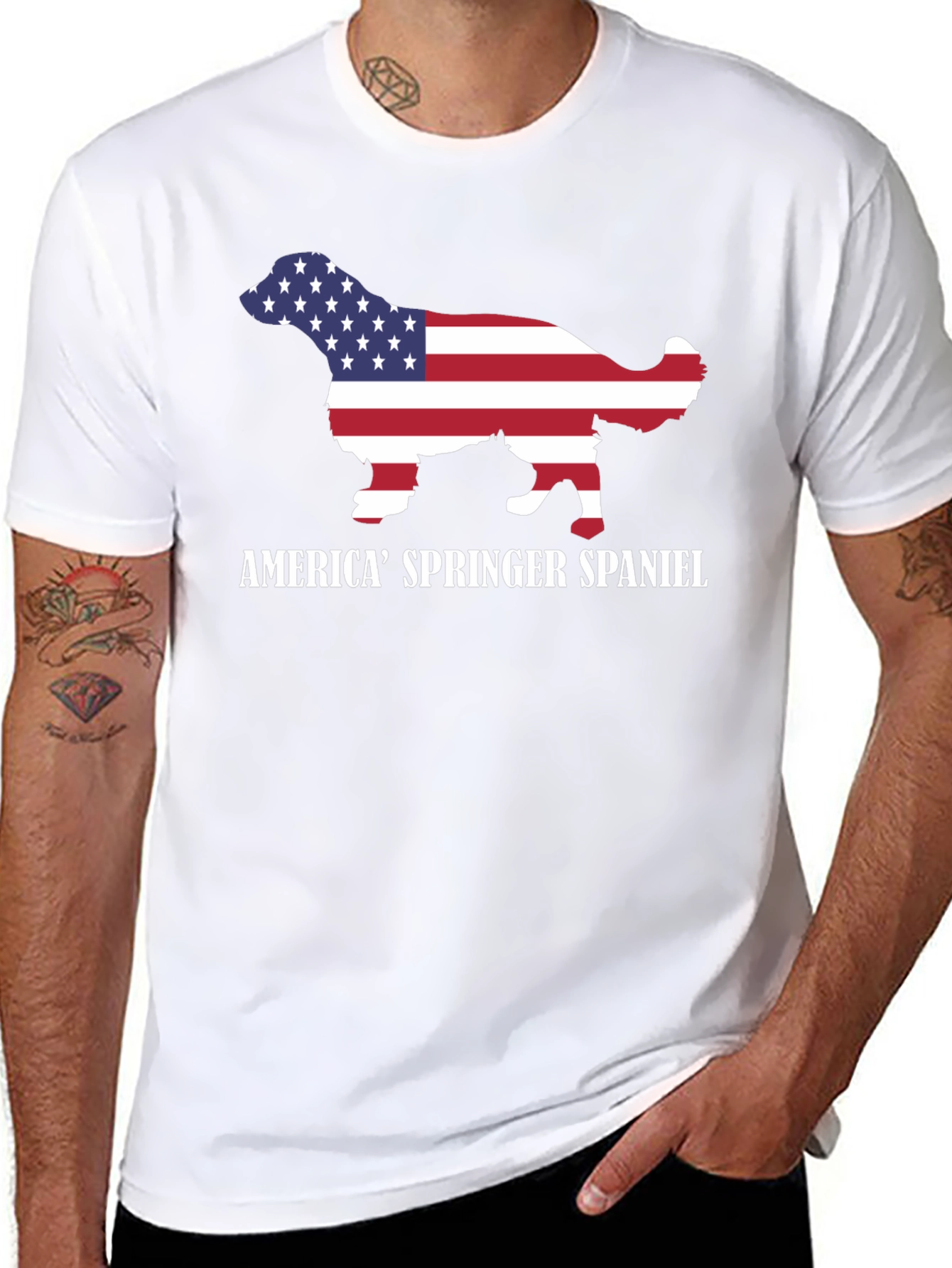 American Springer Spaniel Flag Graphic T-Shirt