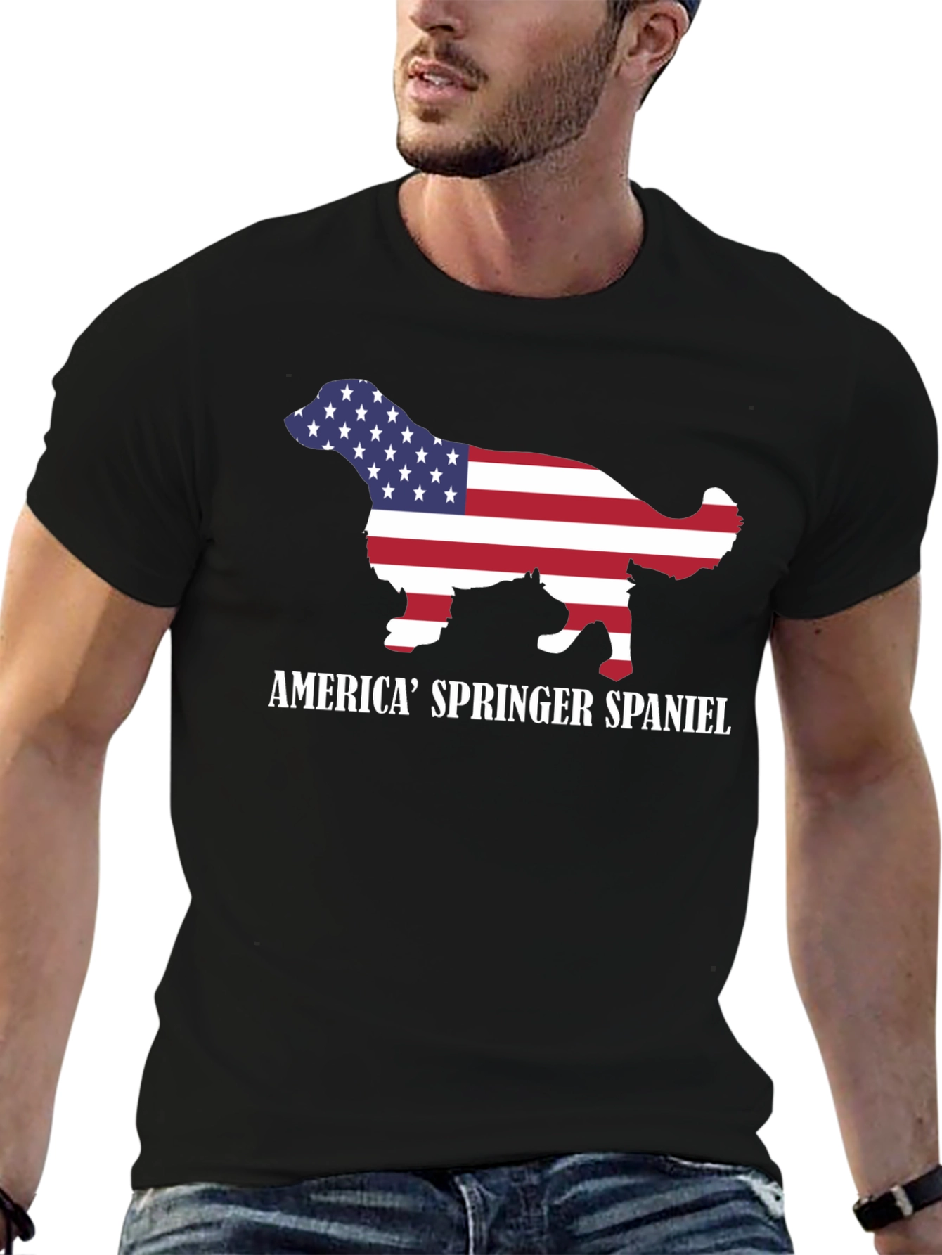 American Springer Spaniel Flag Graphic T-Shirt