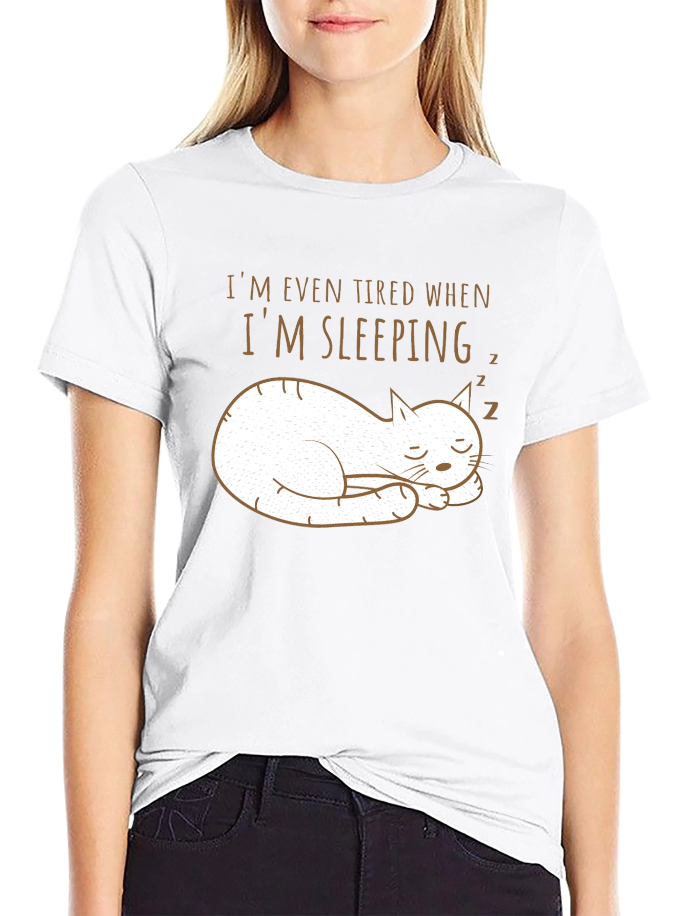 Funny Sleeping Cat T-Shirt - Even Tired When Sleeping!