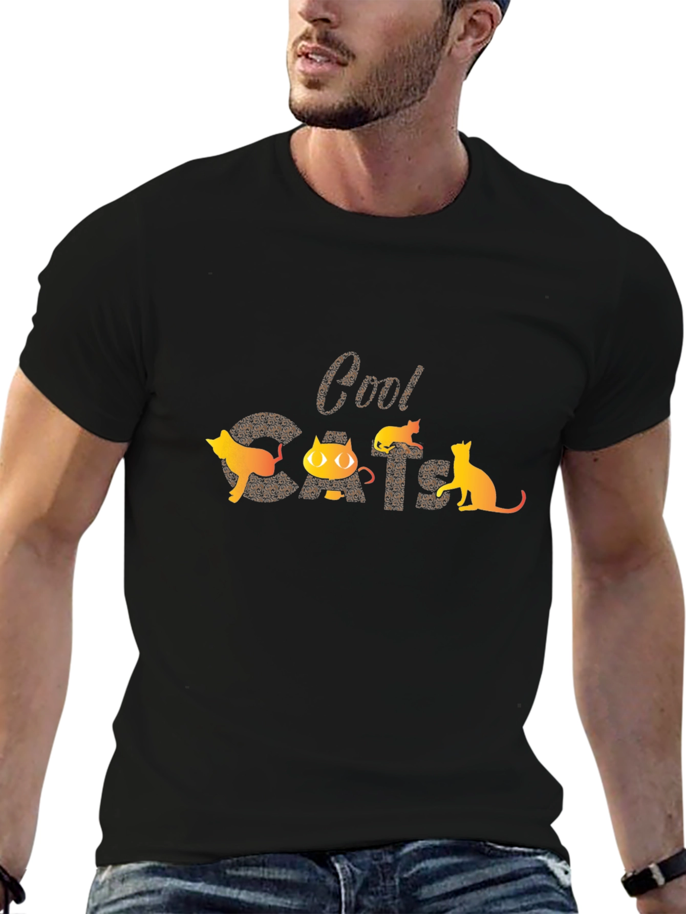 Cool Cats Graphic Tee - Mens Black T-Shirt