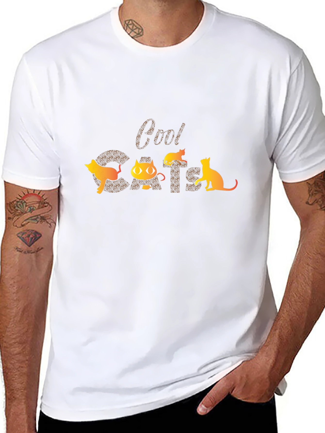 Cool Cats Graphic Tee - Mens Black T-Shirt