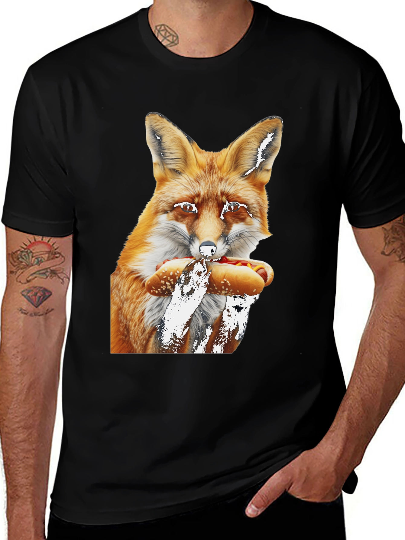 Fox Eating Hotdog Graphic Tee