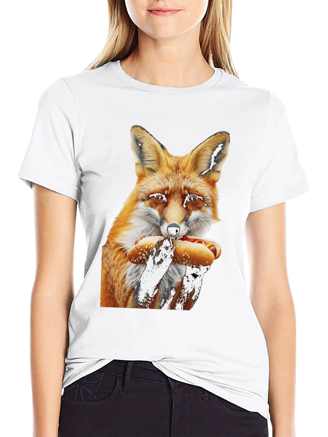 Fox Eating Hotdog Graphic Tee