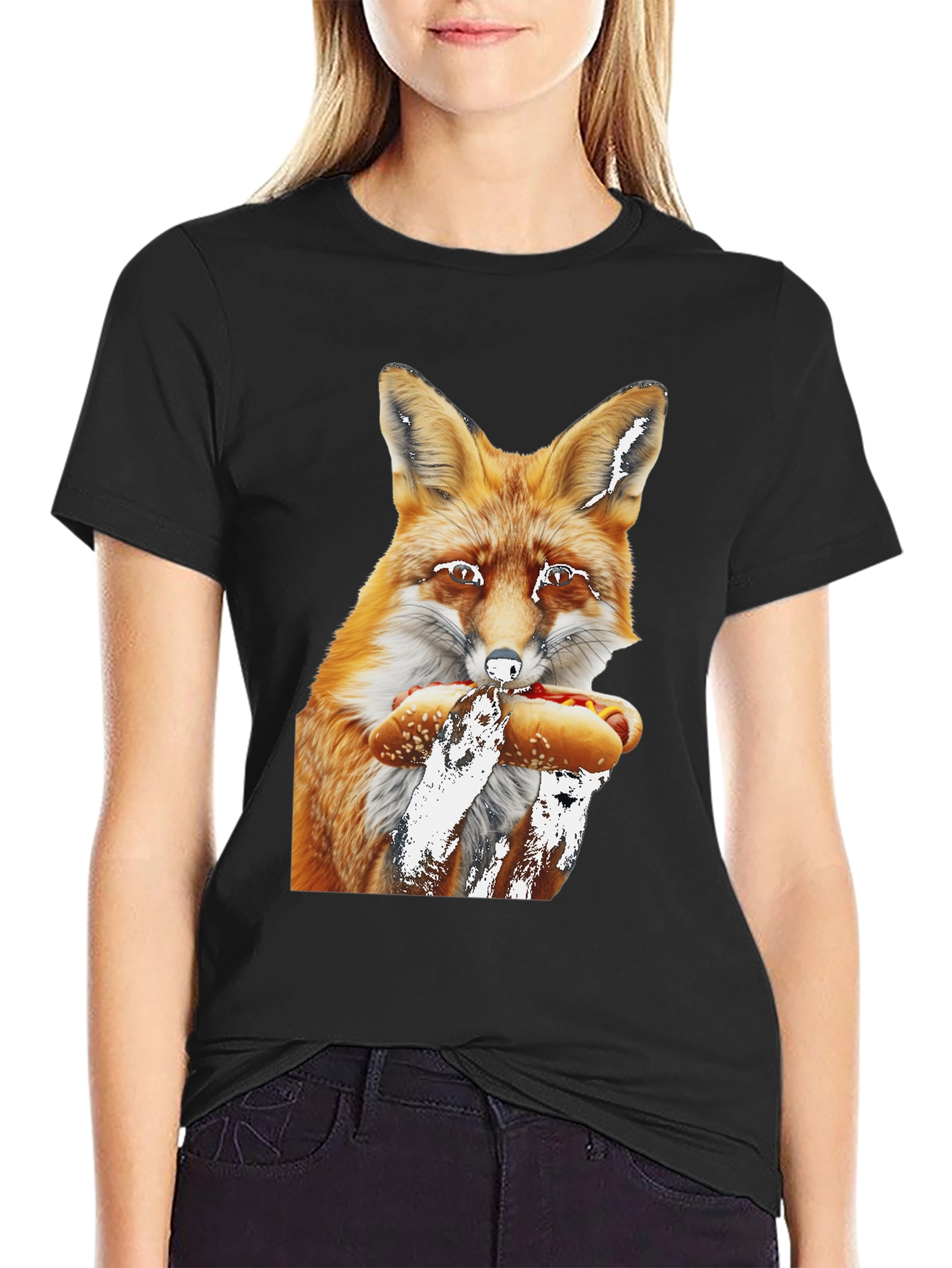 Fox Eating Hotdog Graphic Tee