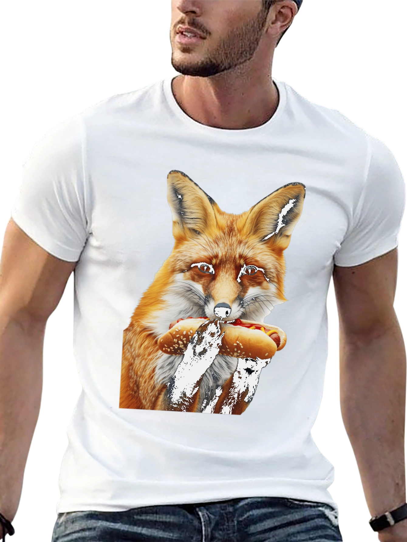 Fox Eating Hotdog Graphic Tee