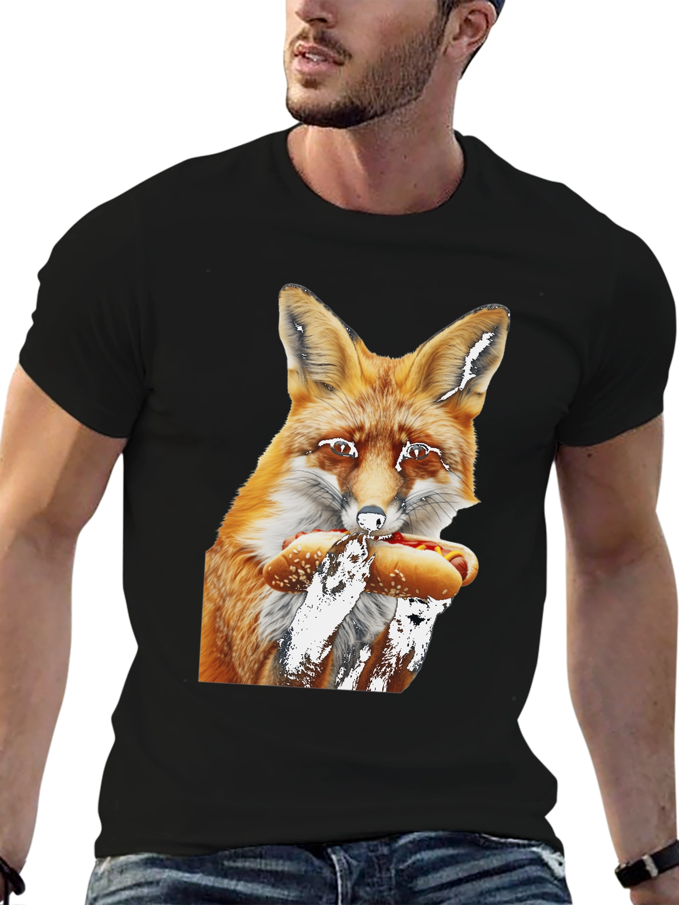 Fox Eating Hotdog Graphic Tee