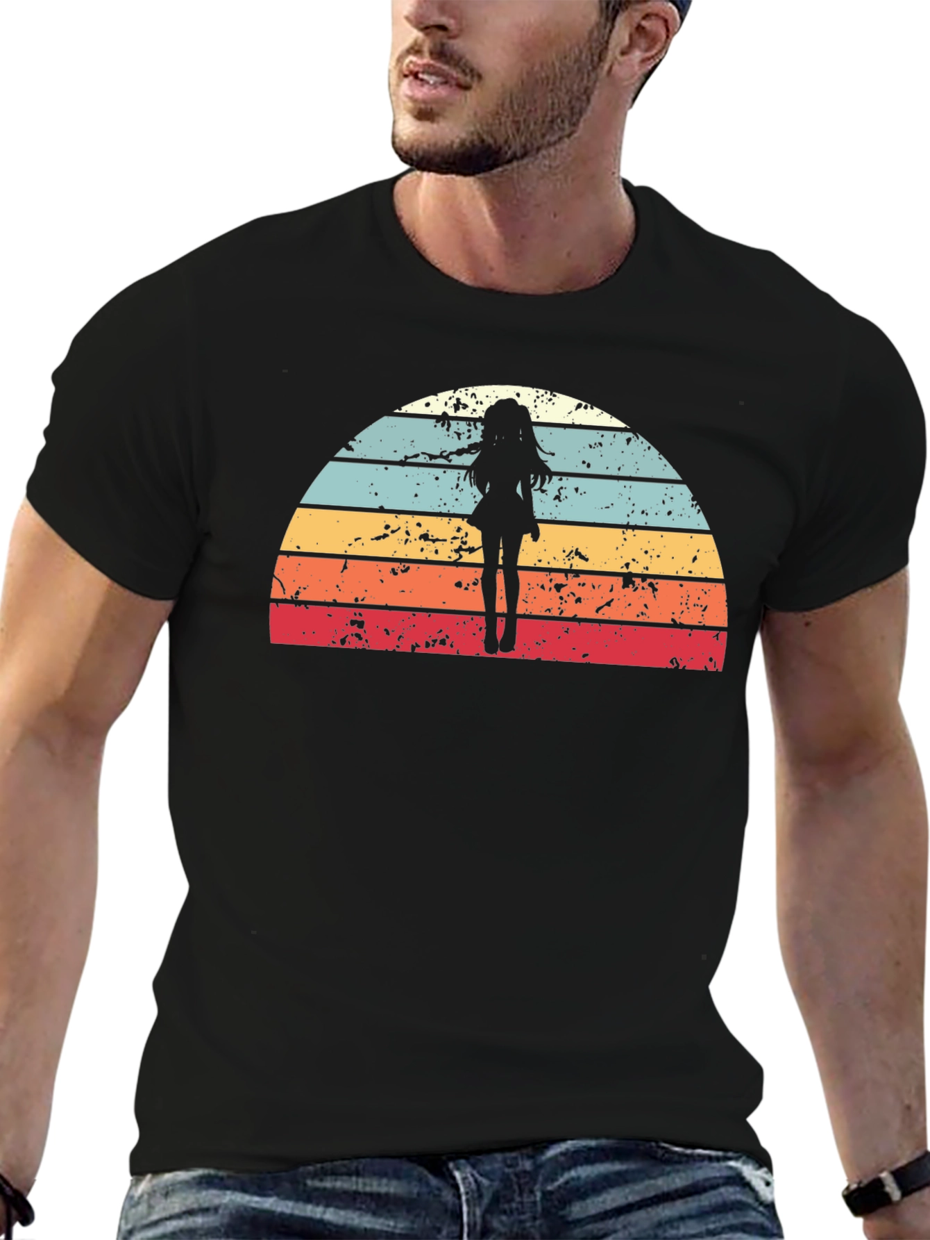 Retro Anime Girl Sunset T-Shirt