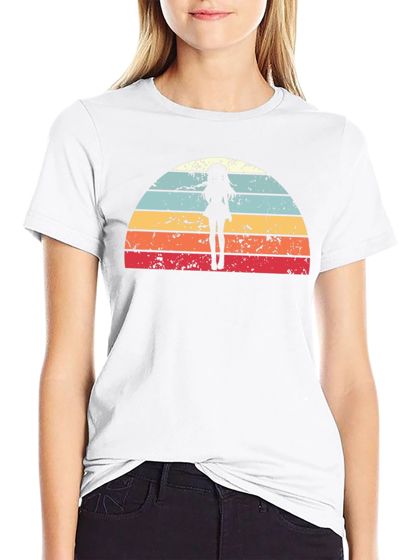 Retro Anime Girl Sunset T-Shirt