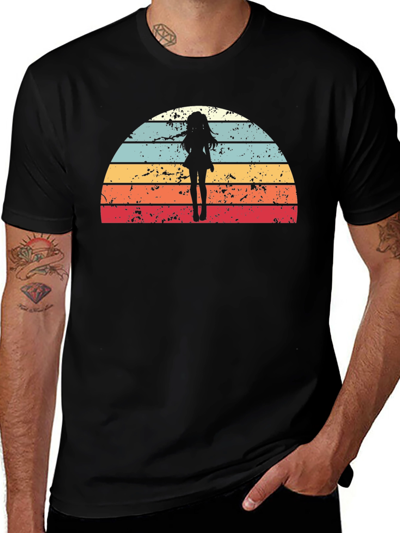 Retro Anime Girl Sunset T-Shirt