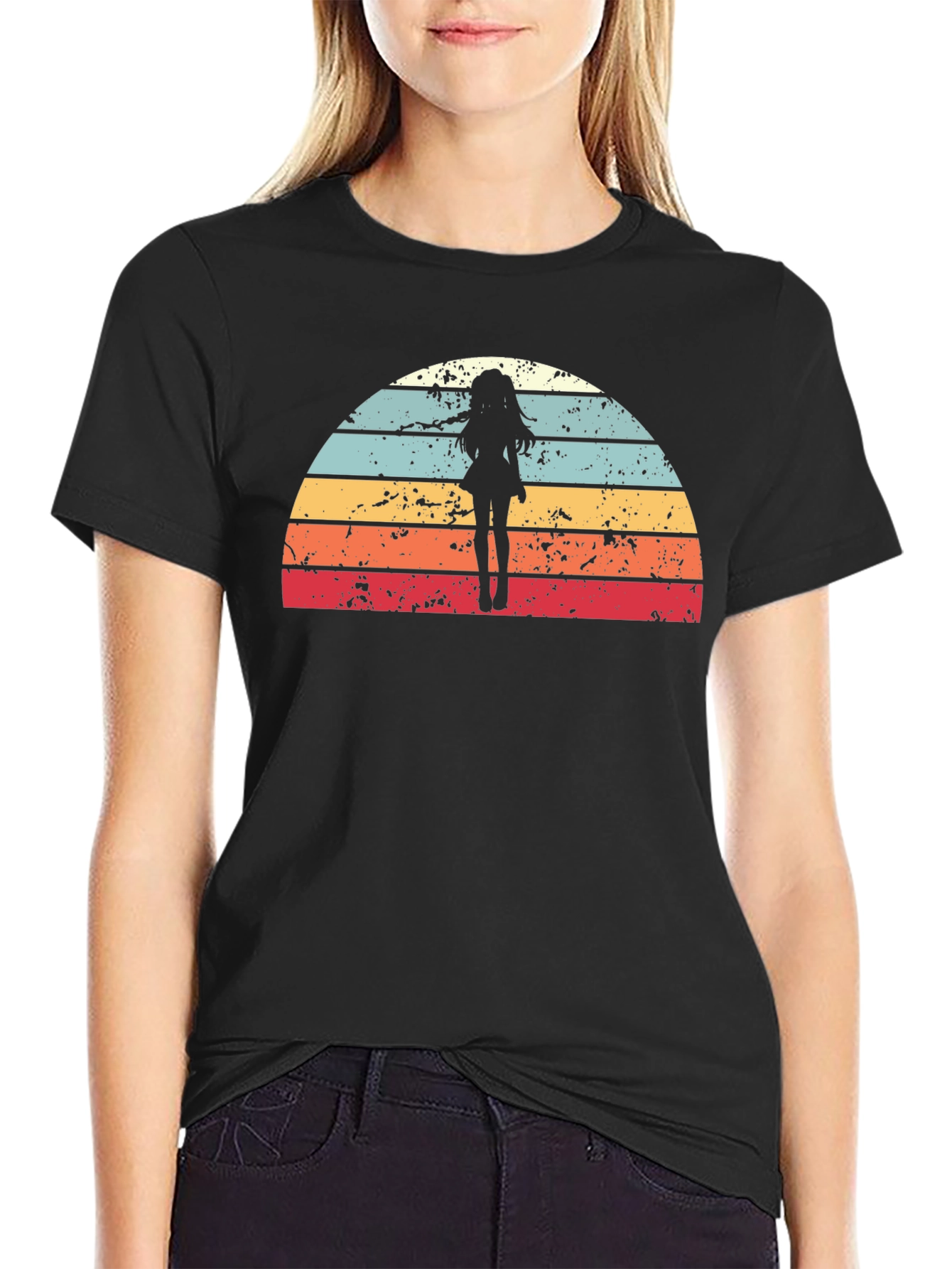 Retro Anime Girl Sunset T-Shirt