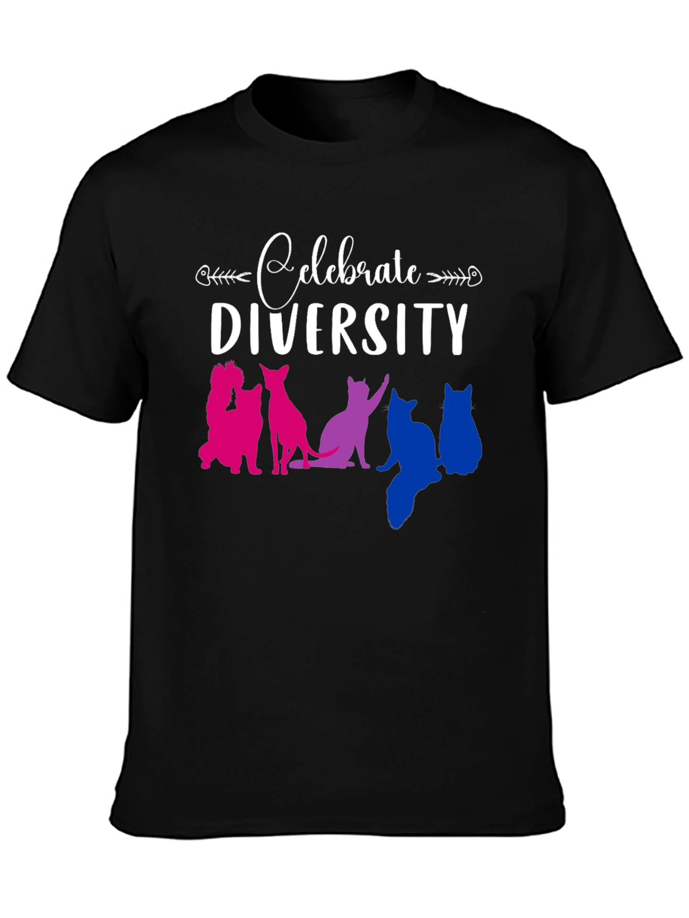 Celebrate Diversity Cat Graphic T-Shirt