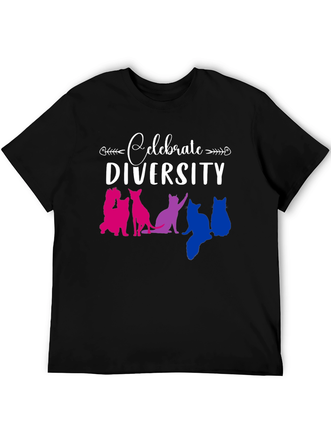 Celebrate Diversity Cat Graphic T-Shirt