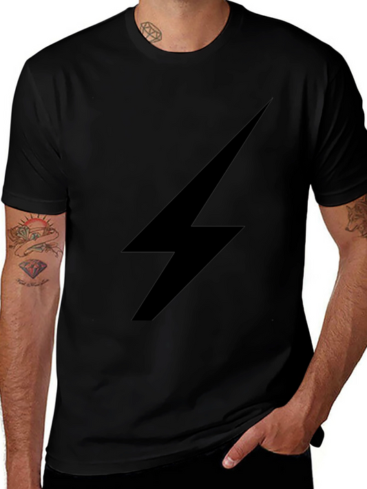 Black T-Shirt with Lightning Bolt Design