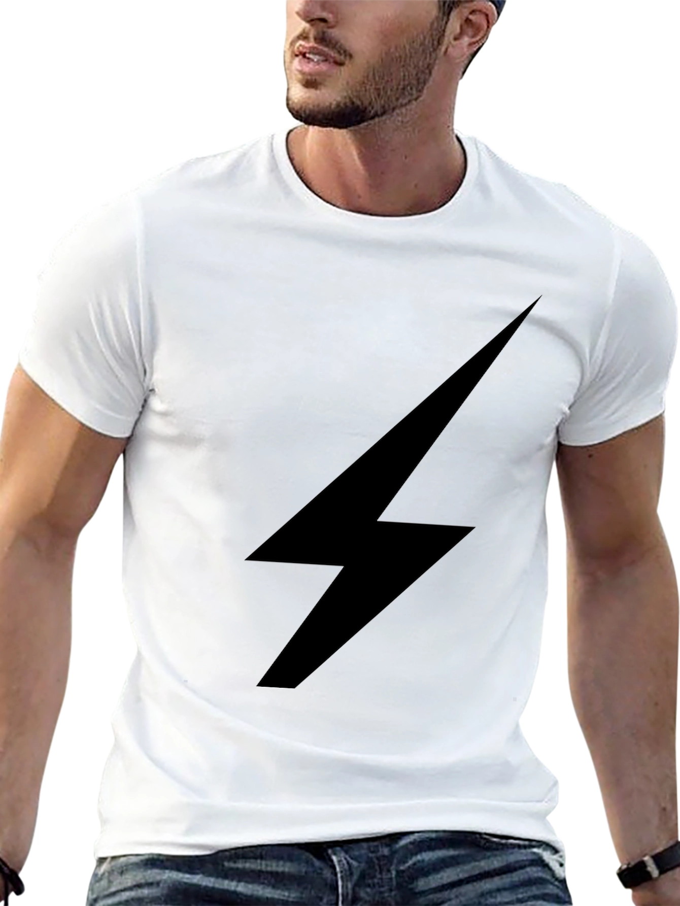 Black T-Shirt with Lightning Bolt Design