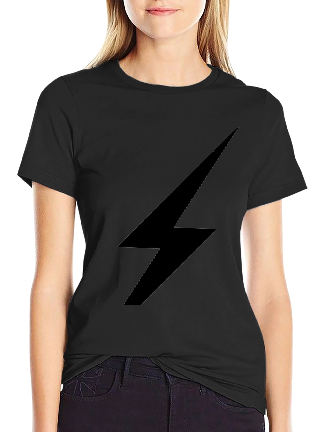 Black T-Shirt with Lightning Bolt Design