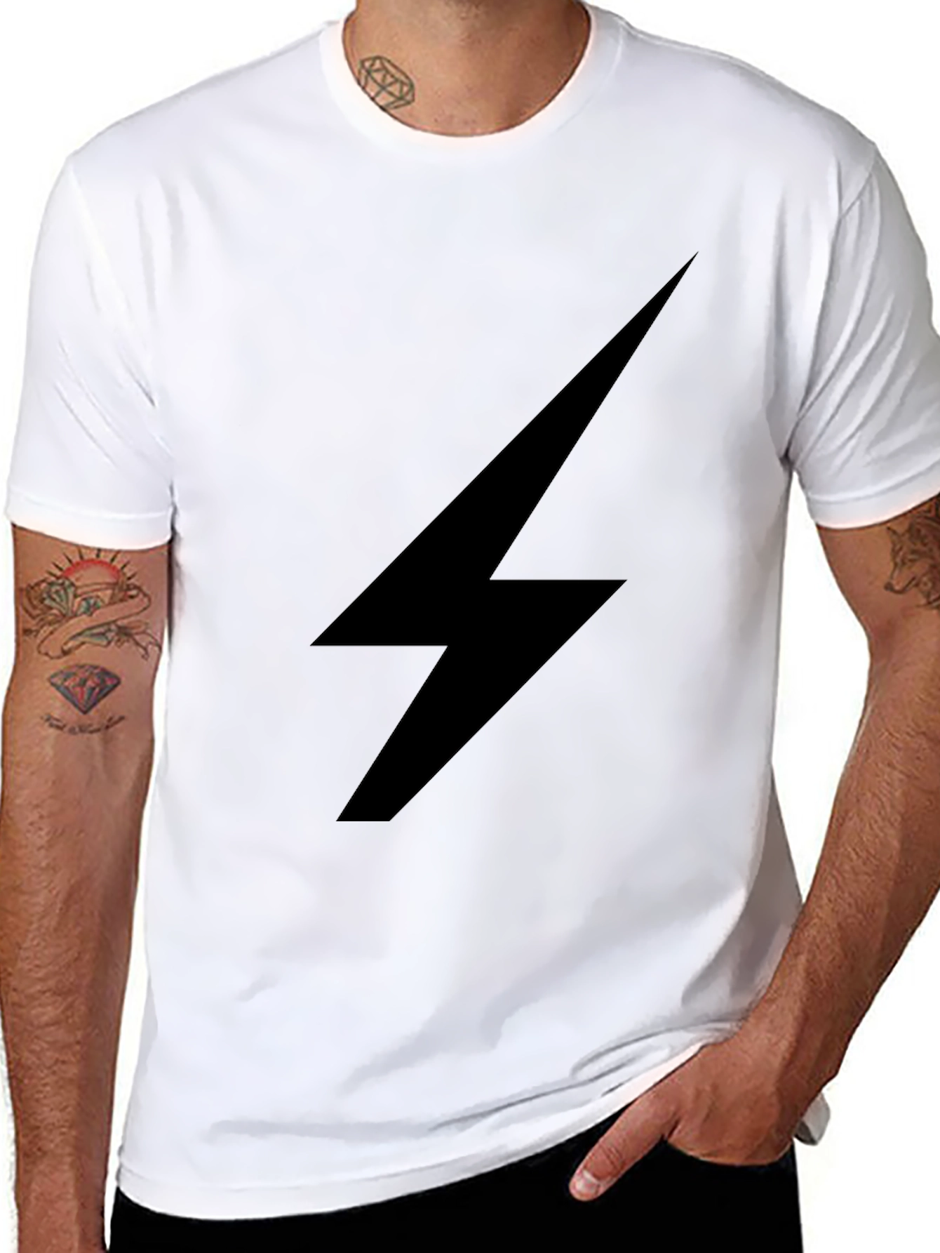 Black T-Shirt with Lightning Bolt Design