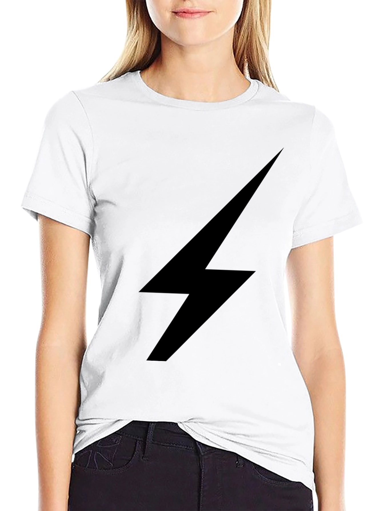 Black T-Shirt with Lightning Bolt Design