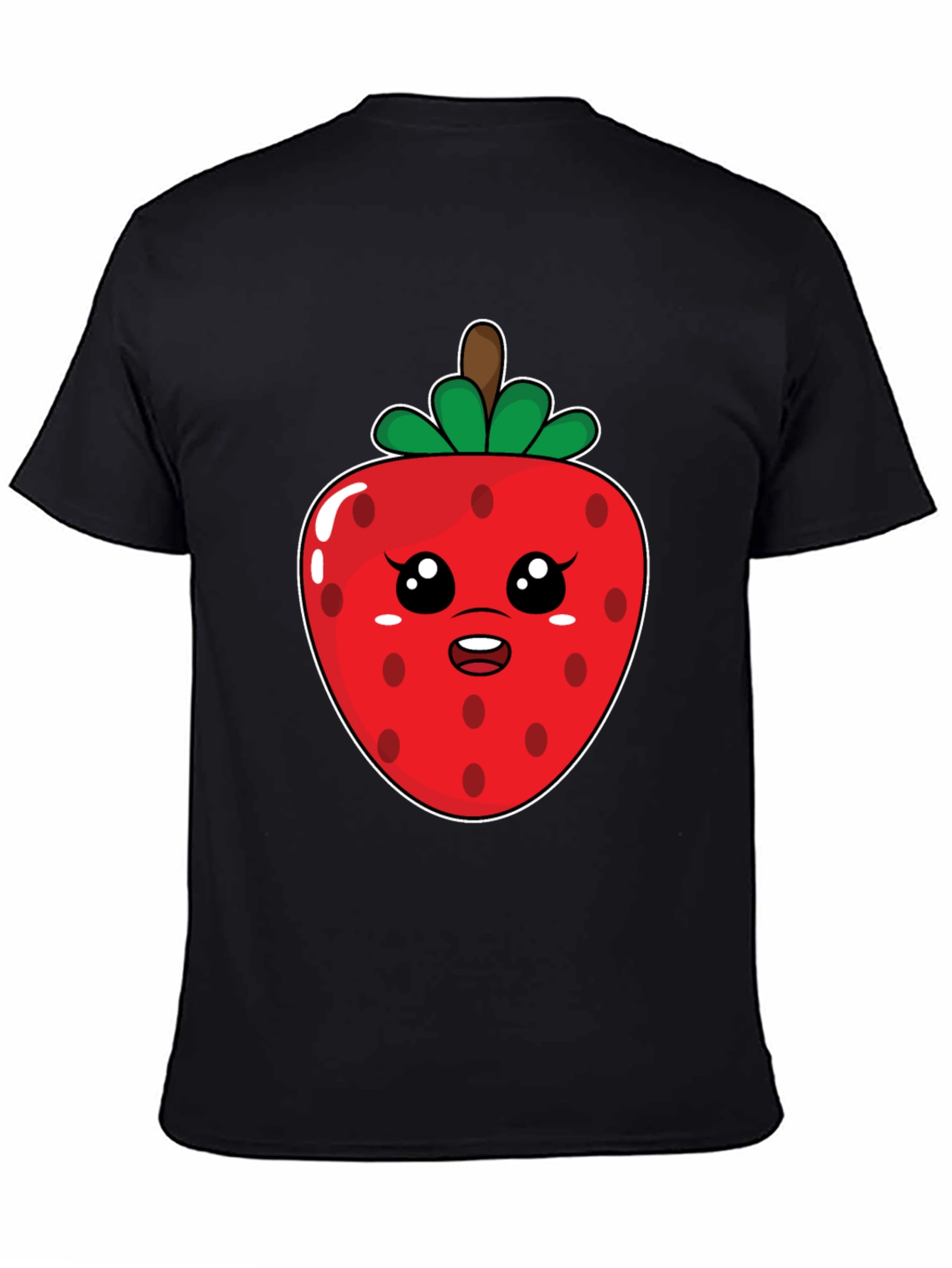 Kawaii Strawberry Graphic Tee - Black