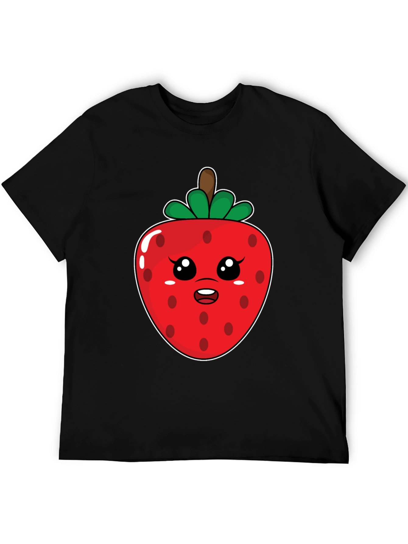 Kawaii Strawberry Graphic Tee - Black