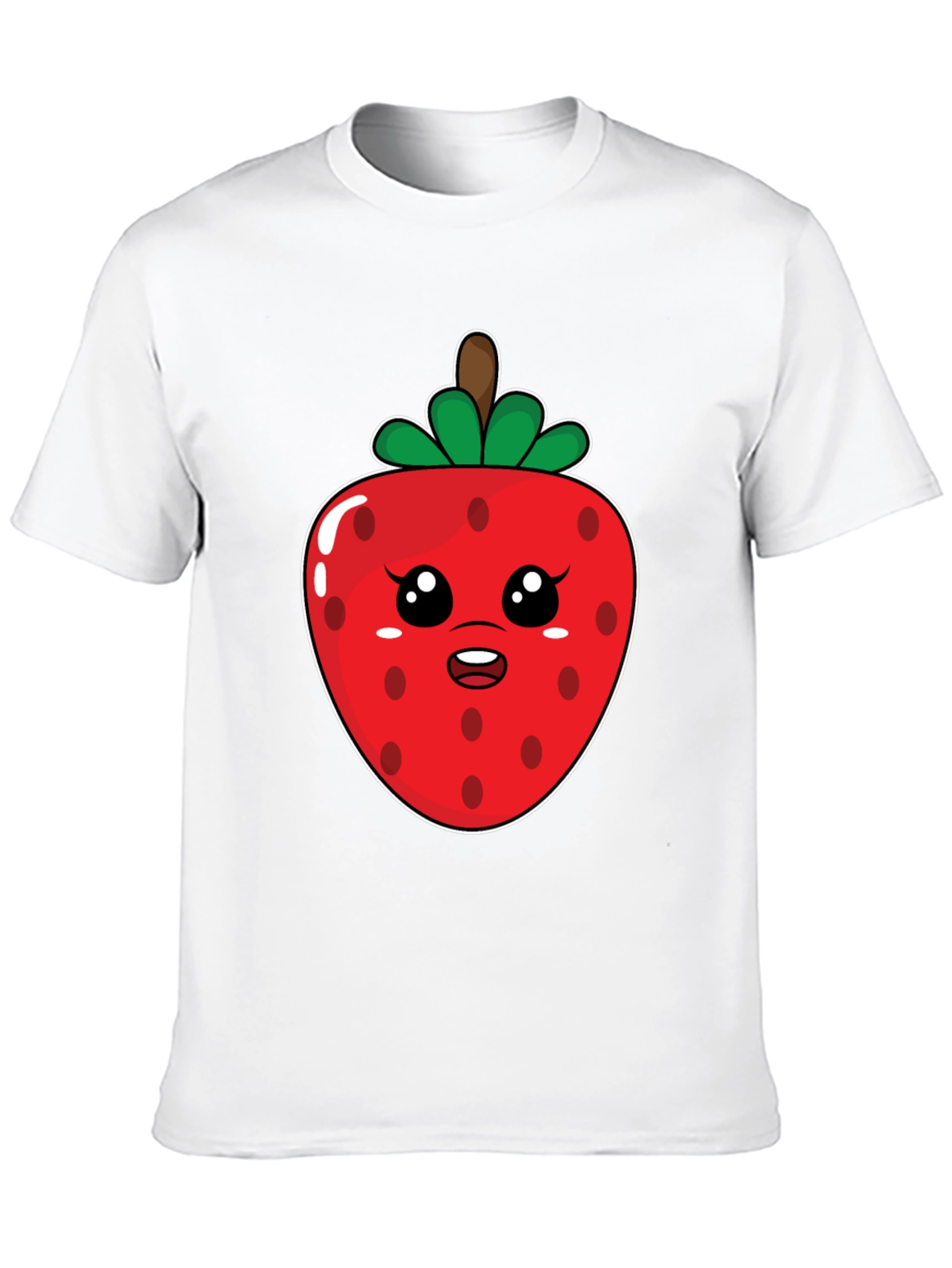 Kawaii Strawberry Graphic Tee - Black