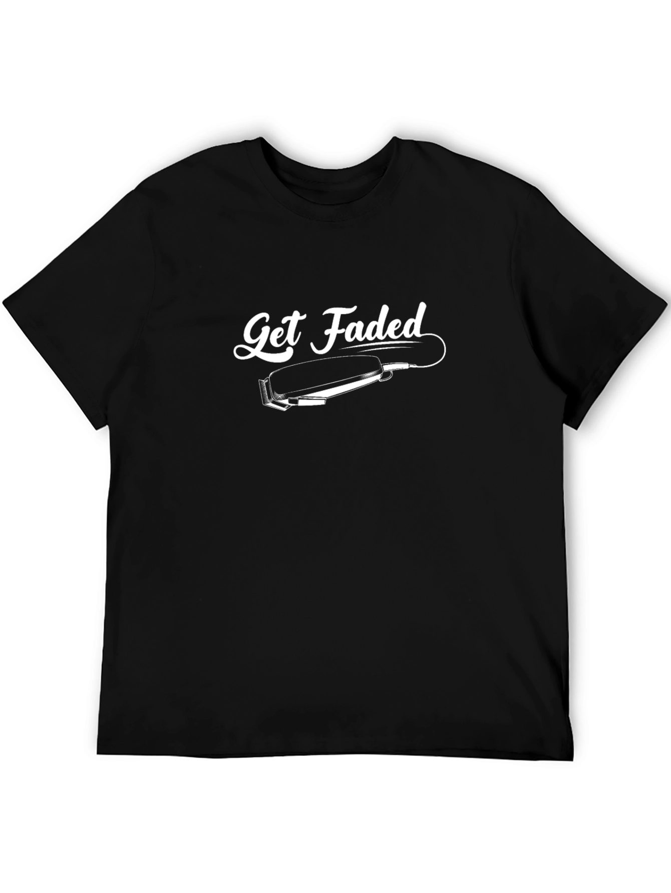 Get Faded Barber Graphic Tee - Black Cotton