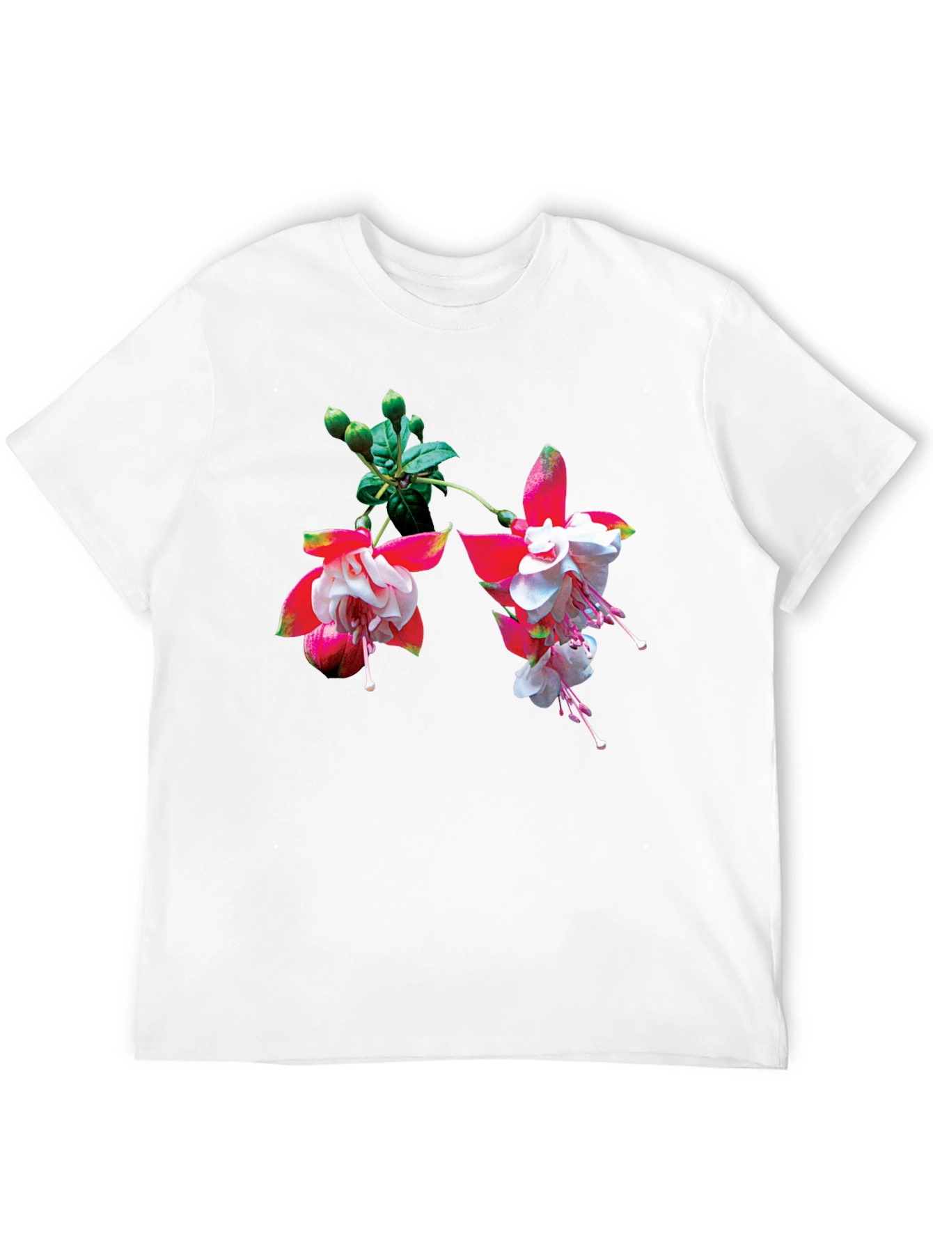 Floral Print Black T-Shirt - Casual Wear